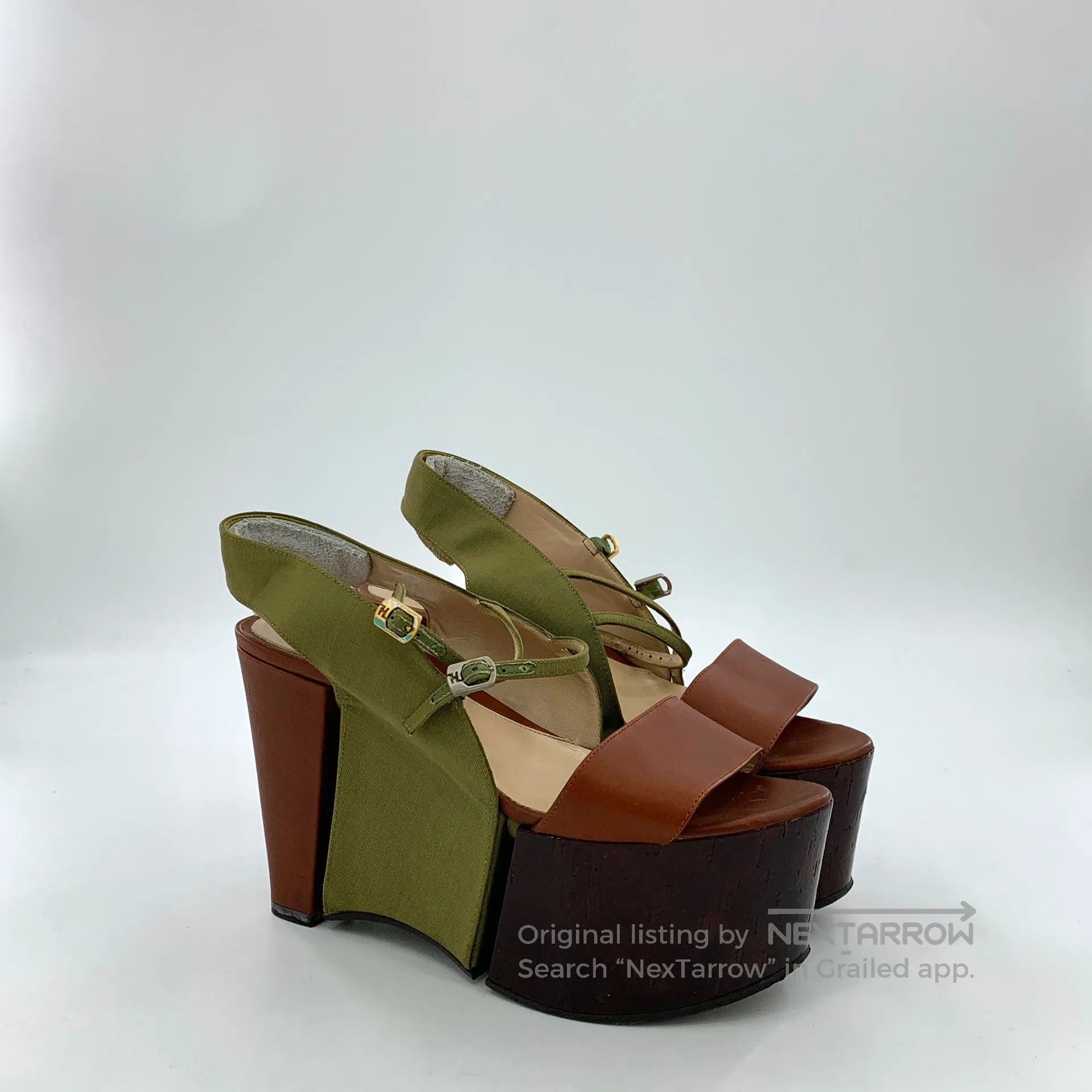 Fendi FENDI Colorful one-strap buckle design thick sole sandals| Size US 8.5 / IT 38.5 - 2 Thumbnail