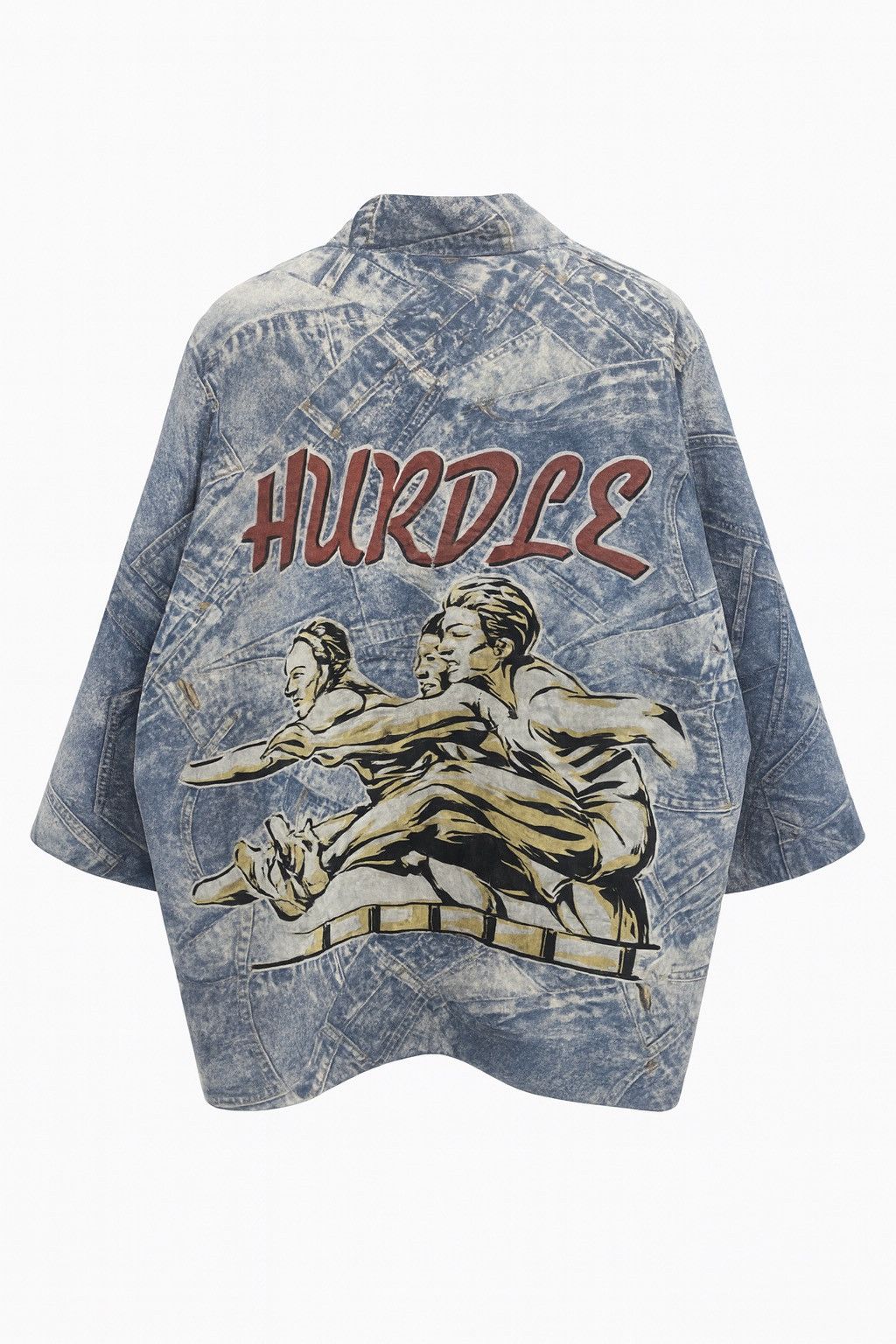 Unison Hanten Jacket Print Kimono Style Hurdle Graphic