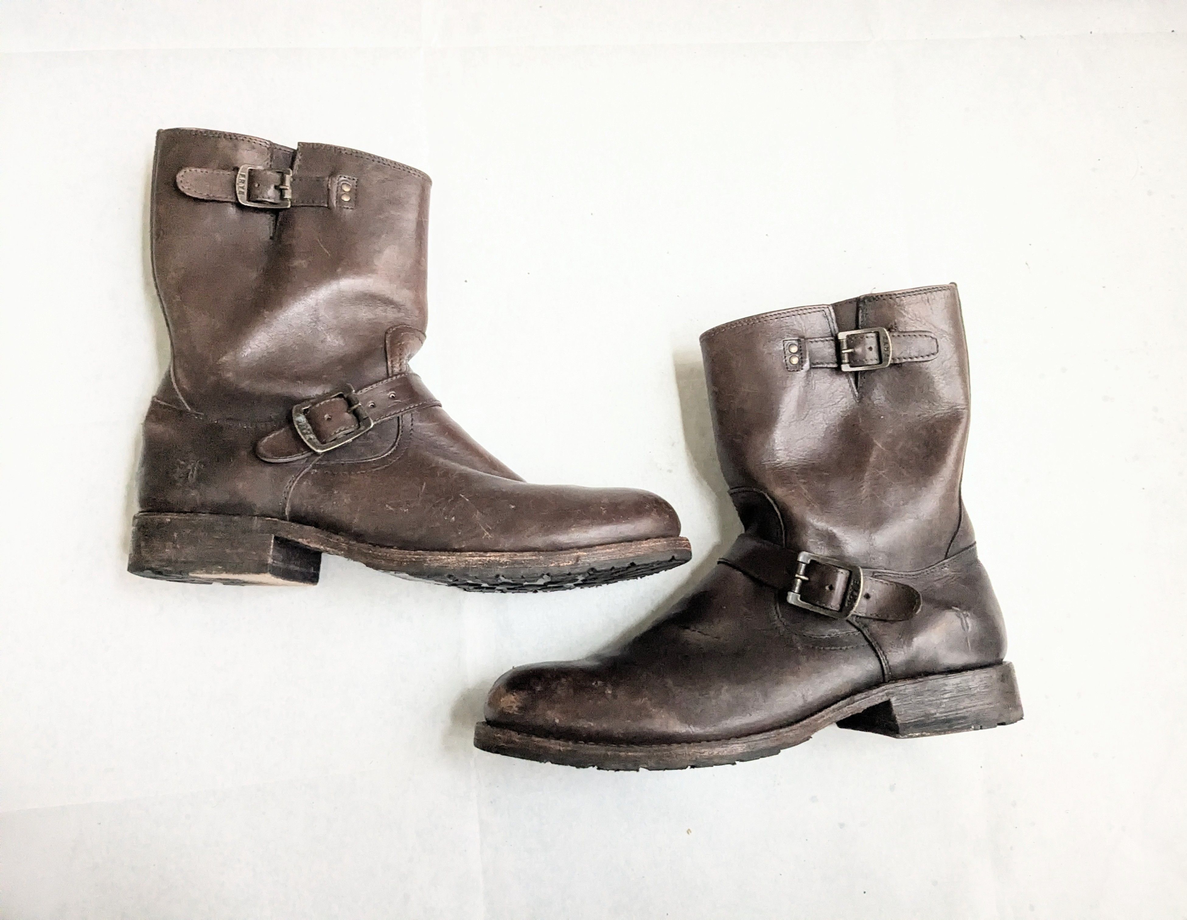 Frye Frye Engineer Boots Brown Leather 12 D Leather Buckle Size US 12 / EU 45 - 1 Thumbnail