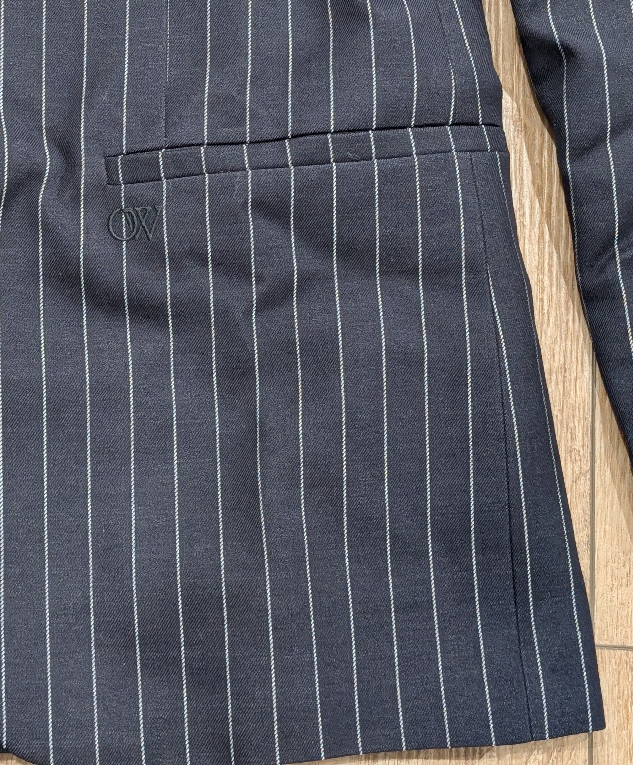Off-White OFF-WHITE Buffalo 23 Pinstripe Wool Sport Coat Navy 52 US 42 Size 42R - 4 Thumbnail