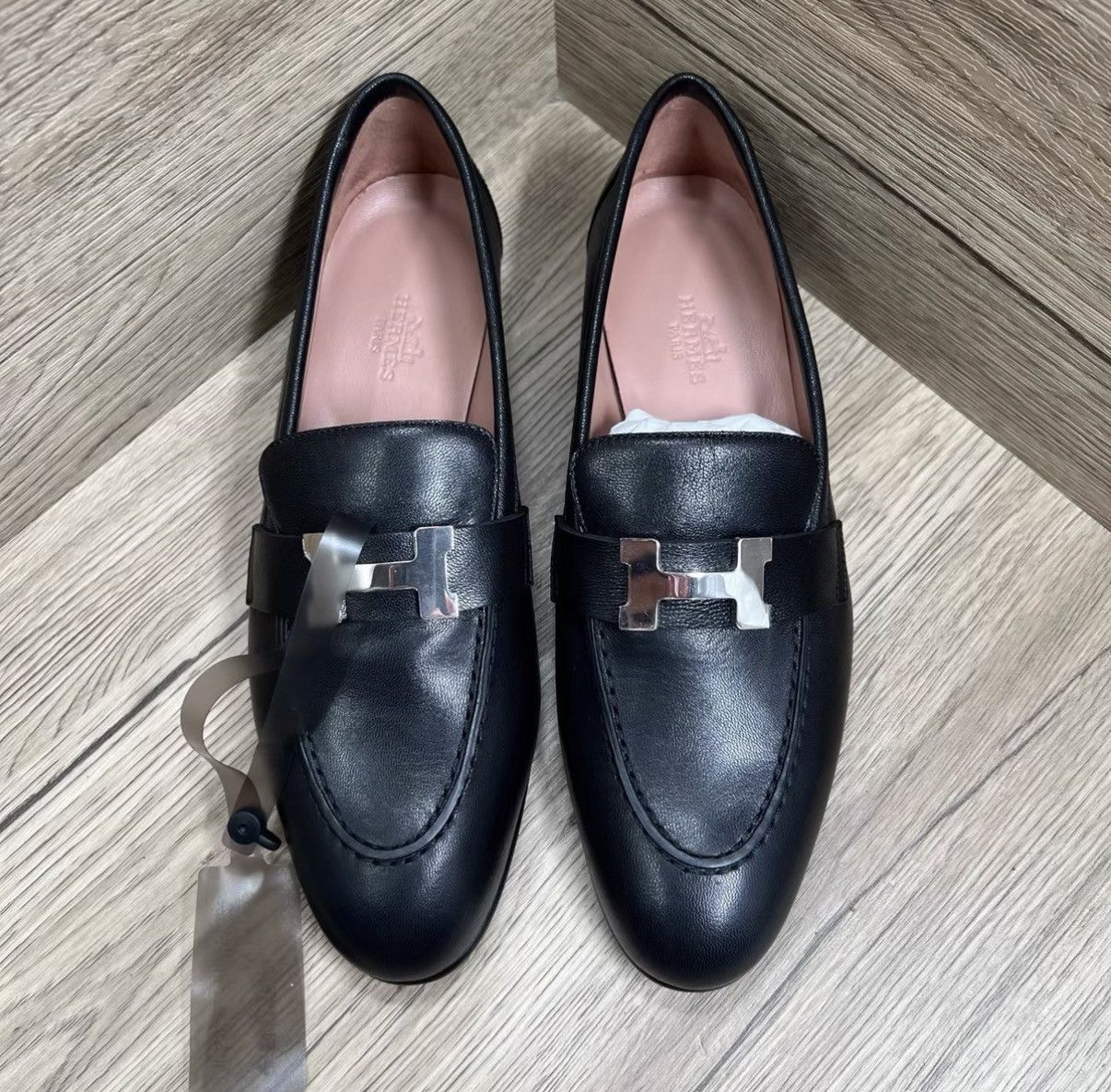 Hermes Hermès Paris Black & Silver H Loafers J41 Size US 6 / IT 36 - 2 Thumbnail