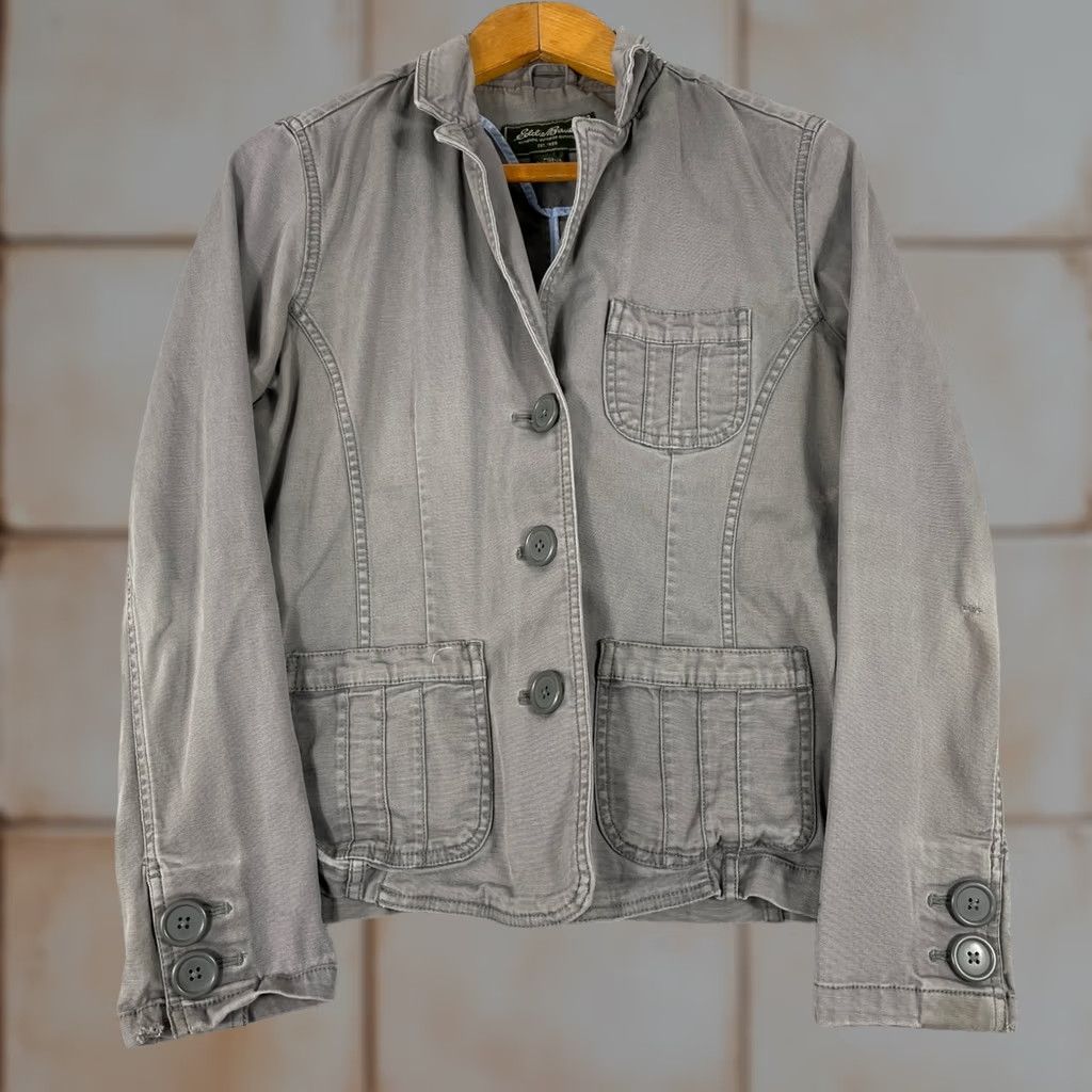 Eddie Bauer Eddie Bauer Utility Blazer Style Jacket Womens Small Gray Button Front Workwear Jacket Size S / US 4 / IT 40 - 1 Thumbnail