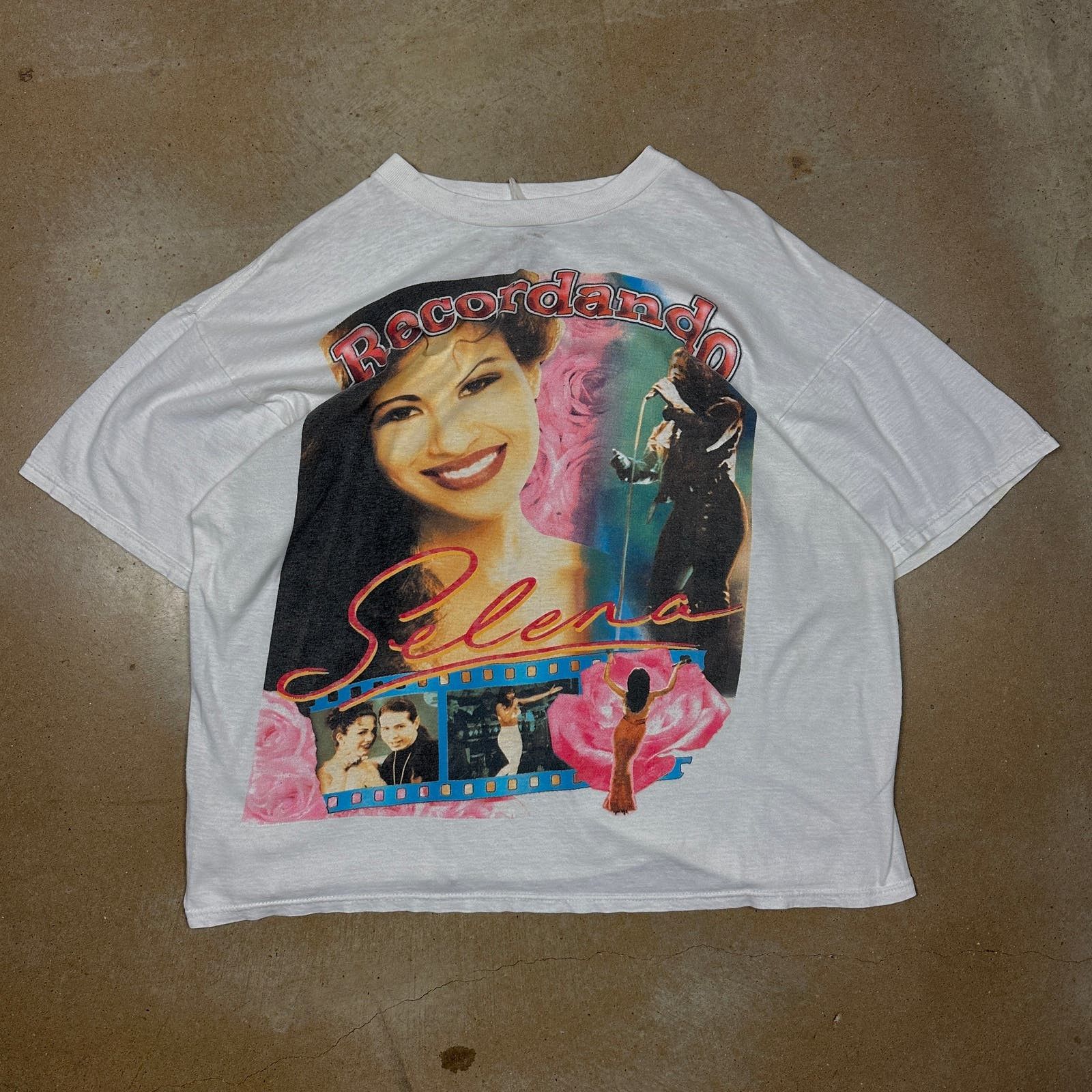 image of Vintage 90's Selena "recordando" Rap Shirt XL O97 in White, Men's