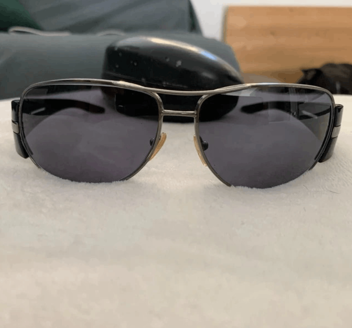 Prada × Vintage PRADA Sunglasses Rectangle Wrap Shield Metal Symbole RI929 Size ONE SIZE - 3 Thumbnail
