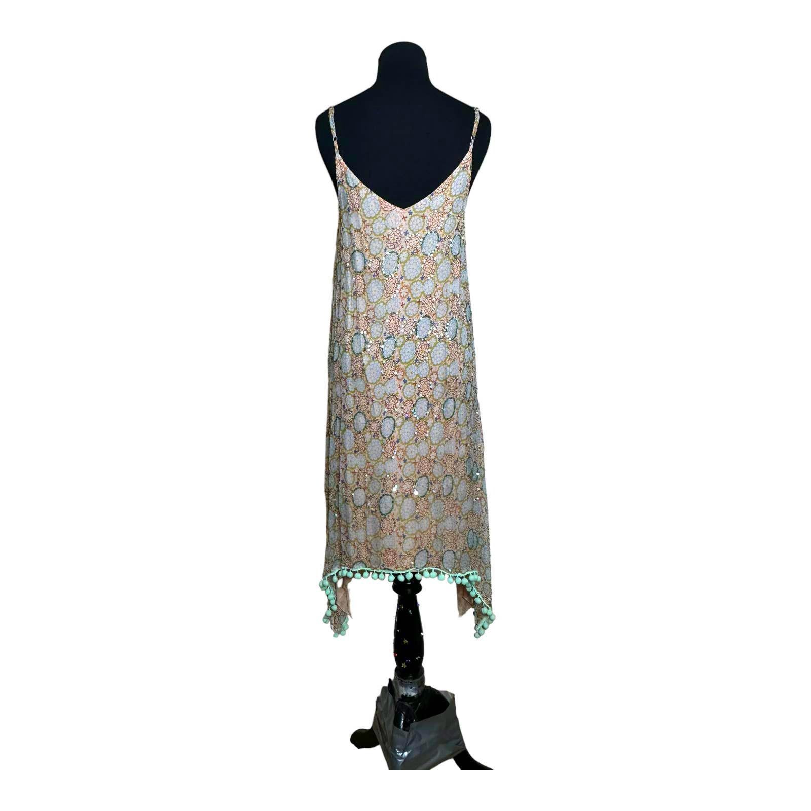 Anthropologie Raga Amalfi Sequin Pom Pom Asymmetrical Dress size XS Size XS / US 0-2 / IT 36-38 - 9 Thumbnail
