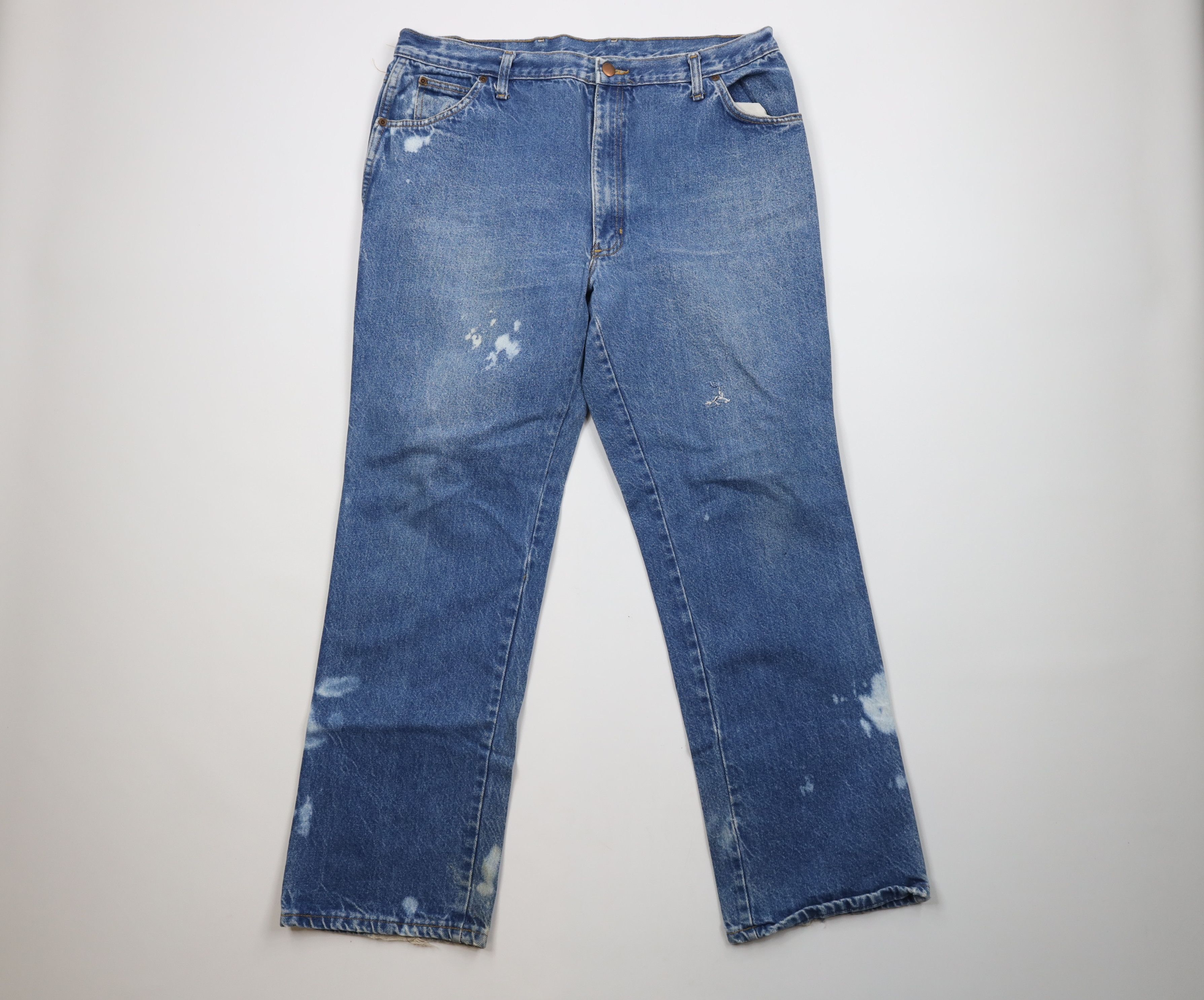 Vintage Vintage 90s Streetwear Flared Wide Leg Denim Jeans Blue USA Size US 38 / EU 54 - 1 Thumbnail