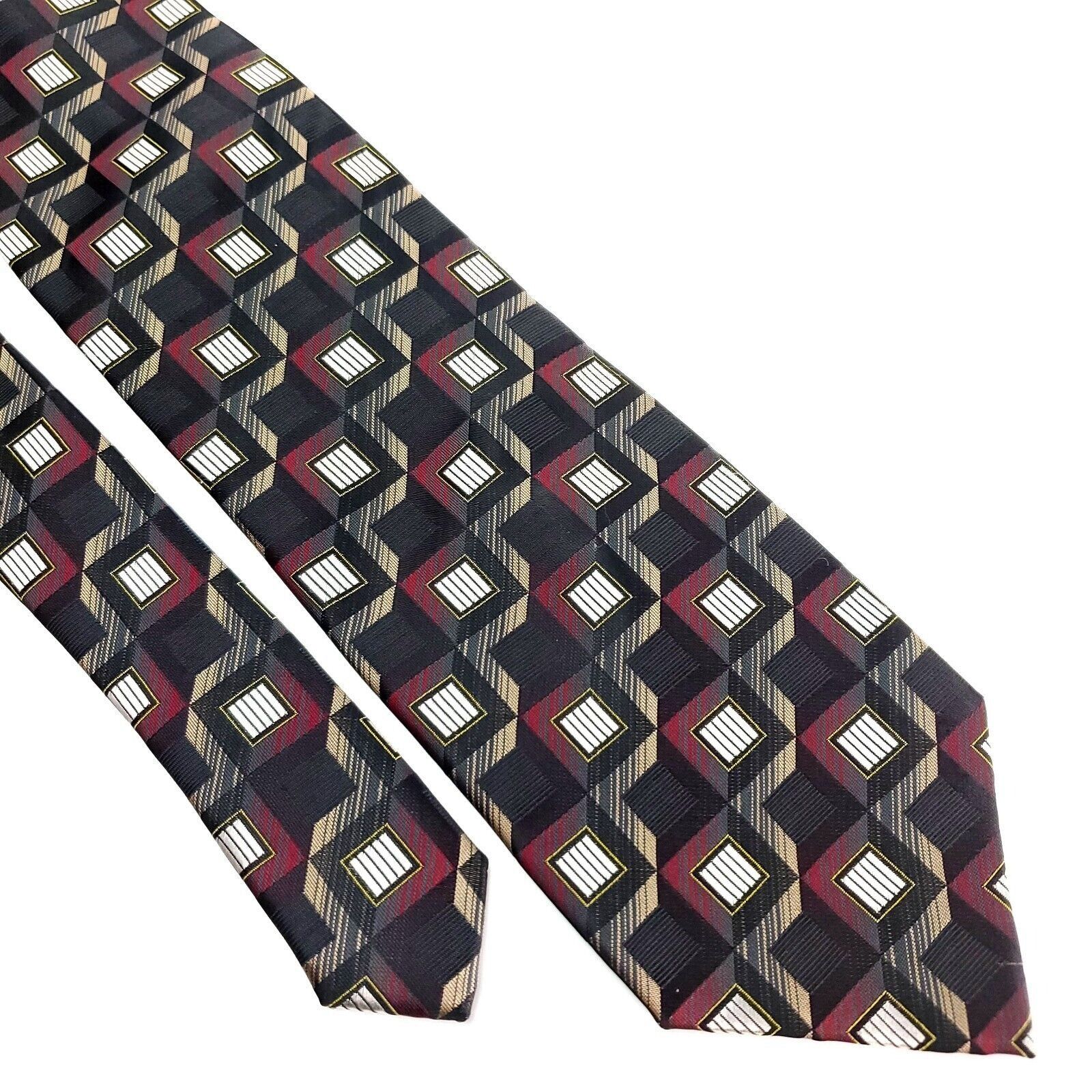 Giorgio Brutini Giorgio Brutini Polyester Tie Gray Beige Red Geometric Size ONE SIZE - 1 Thumbnail