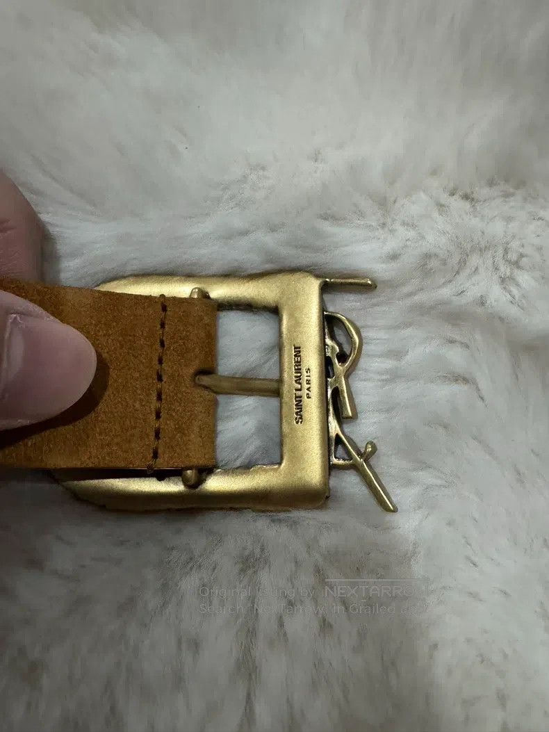 Saint Laurent Paris Saint Laurent Paris size 90 Golden Embossed Logo Belt Size ONE SIZE - 3 Thumbnail