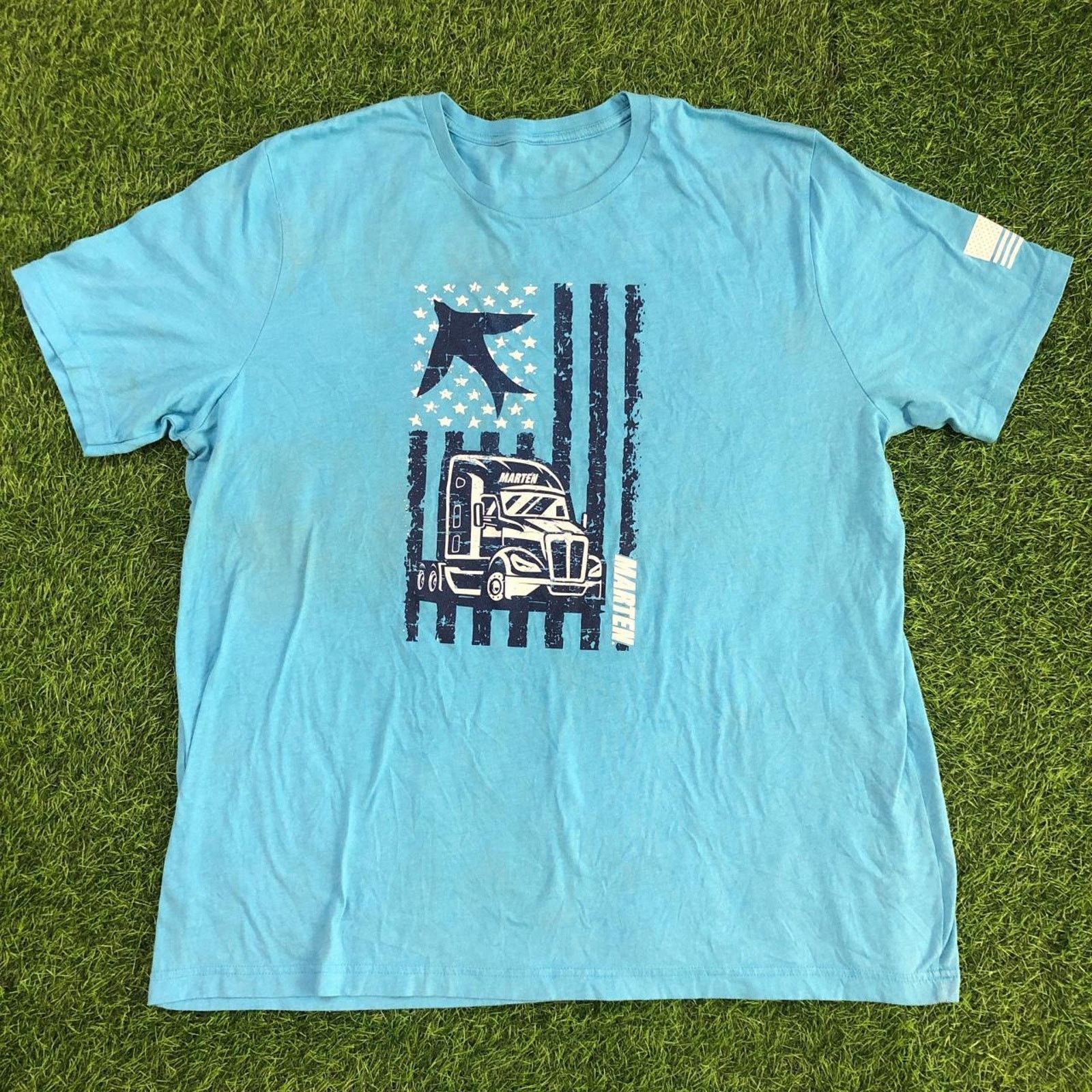 Other Light Blue American Flag Marten Trucking Graphic Tee Size US XL / EU 56 / 4 - 1 Thumbnail