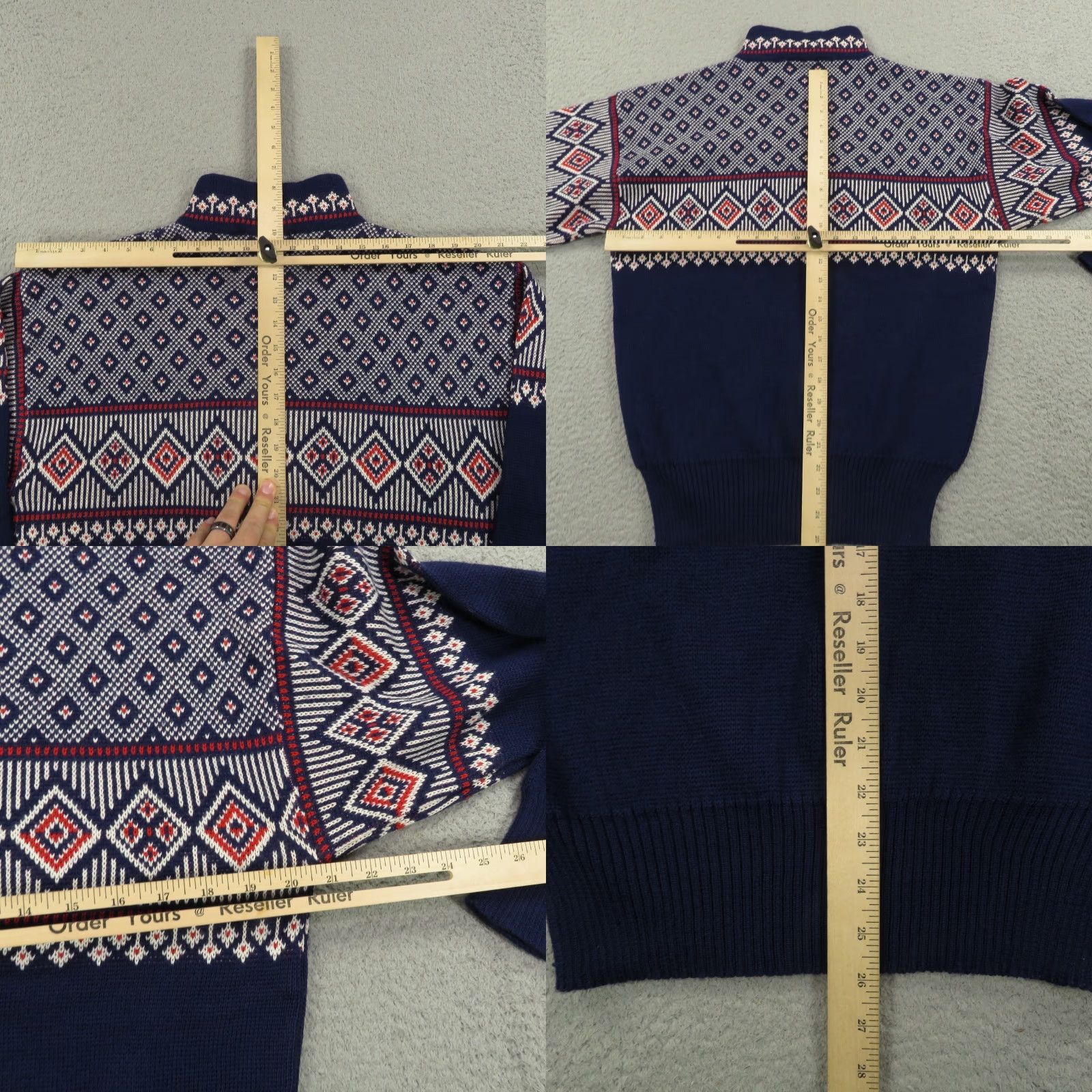 Vintage VINTAGE Meister Sweater Mens Medium 1/4 Zip Fair Isle Wool Birdseye Knit Blue 90s Mock Neck Pullover Size US M / EU 48-50 / 2 - 8 Thumbnail