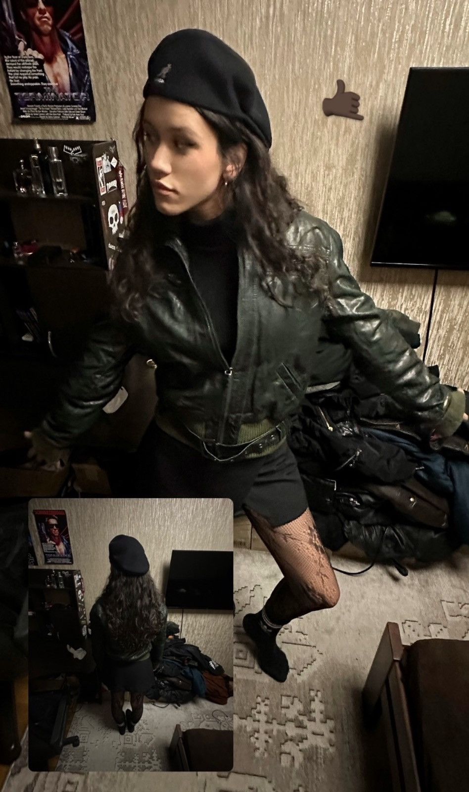Vintage Cropped Fishbone Vintage Leather jacket Size S / US 4 / IT 40 - 2 Thumbnail