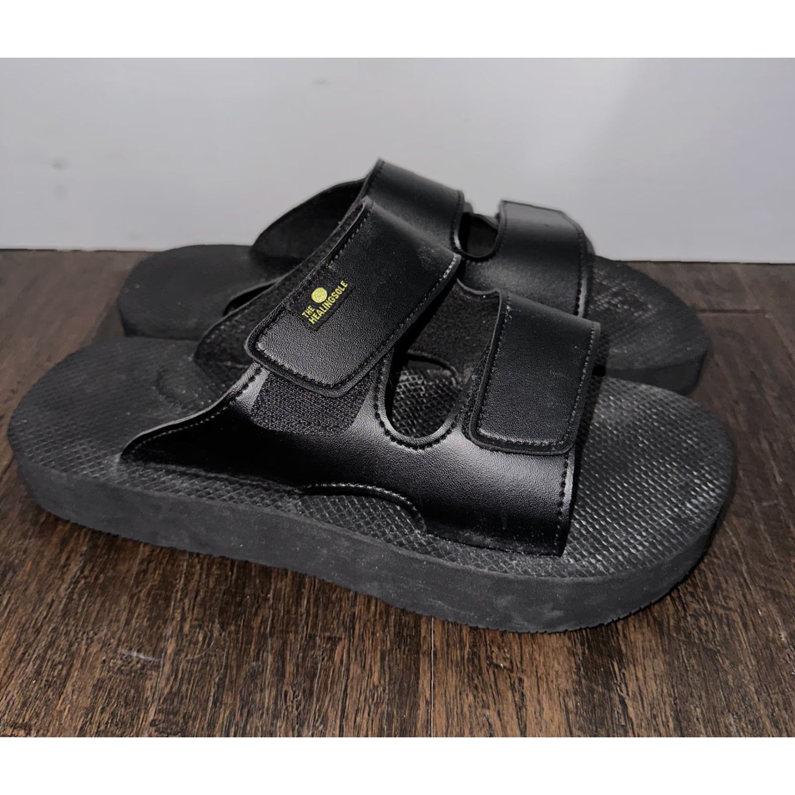 Vintage VINTAGE The Healingsole Unisex Black Sandals Mens Womens 10.5 12 10.5 Leather Slide Shoes Black The Healingsole Mens Womens Sandal Slide Leather Size US 11 / IT 41 - 2 Thumbnail