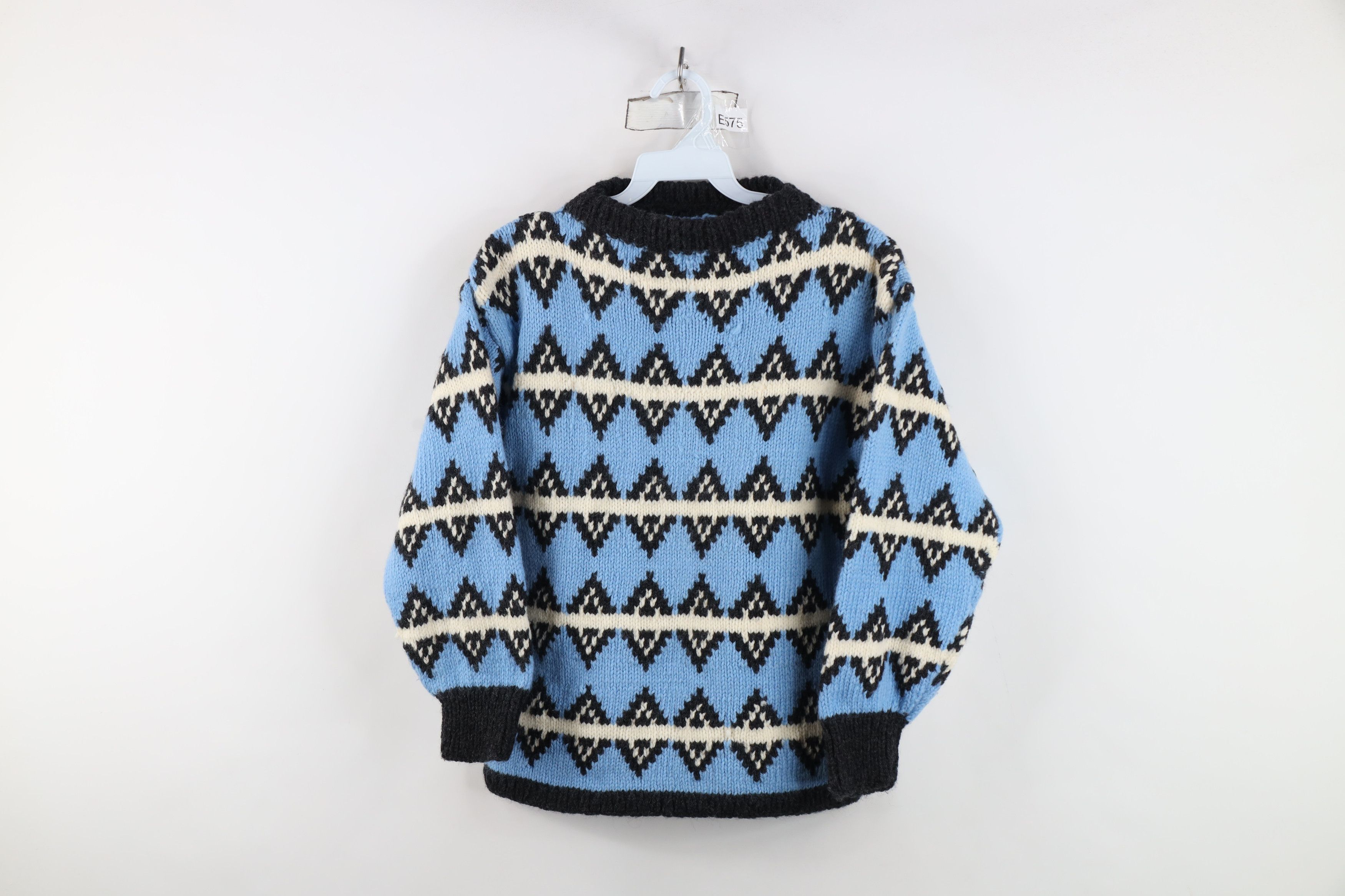 Vintage Vintage 50s 60s Rockabilly Wool Striped Diamond Knit Sweater Size XS / US 0-2 / IT 36-38 - 1 Thumbnail