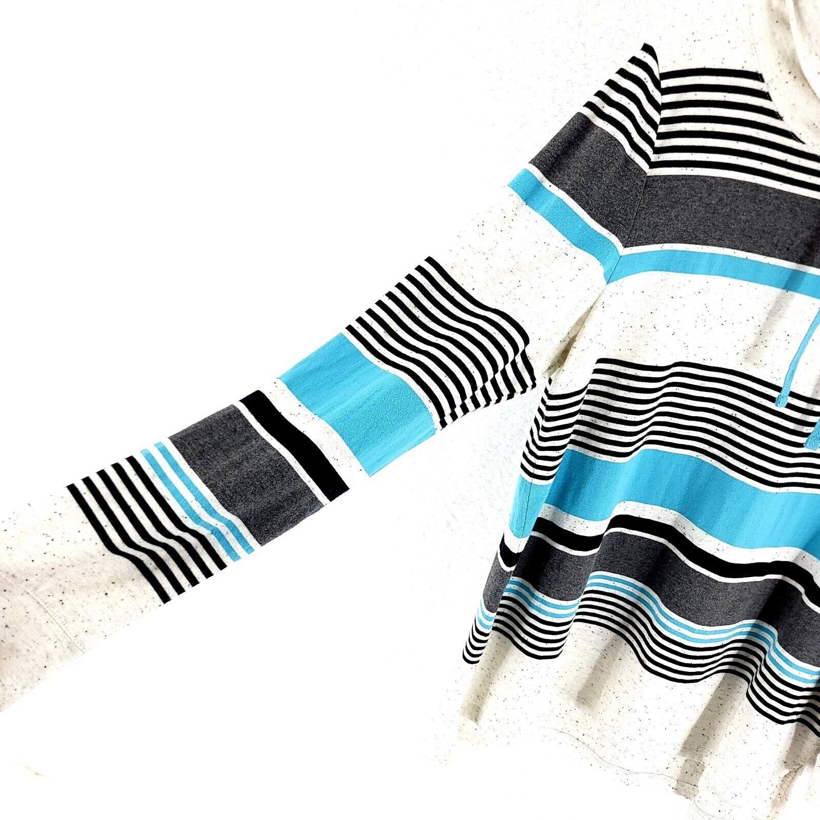 Talbots T By Talbots Gray Cream Blue Striped Pullover Cowl Sweater L Size L / US 10 / IT 46 - 2 Thumbnail