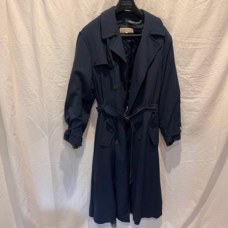 Krizia × Krizia Uomo × Vintage VTG 80s Krizia Uomo Made in Italy Navy Trench Plaid Liner Size US M / EU 48-50 / 2 - 9 Thumbnail
