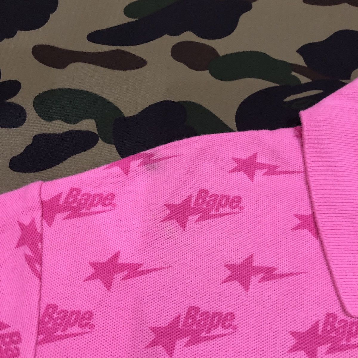 Bape Bape Sta Pattern Polo Shirts Size L Size US L / EU 52-54 / 3 - 2 Thumbnail