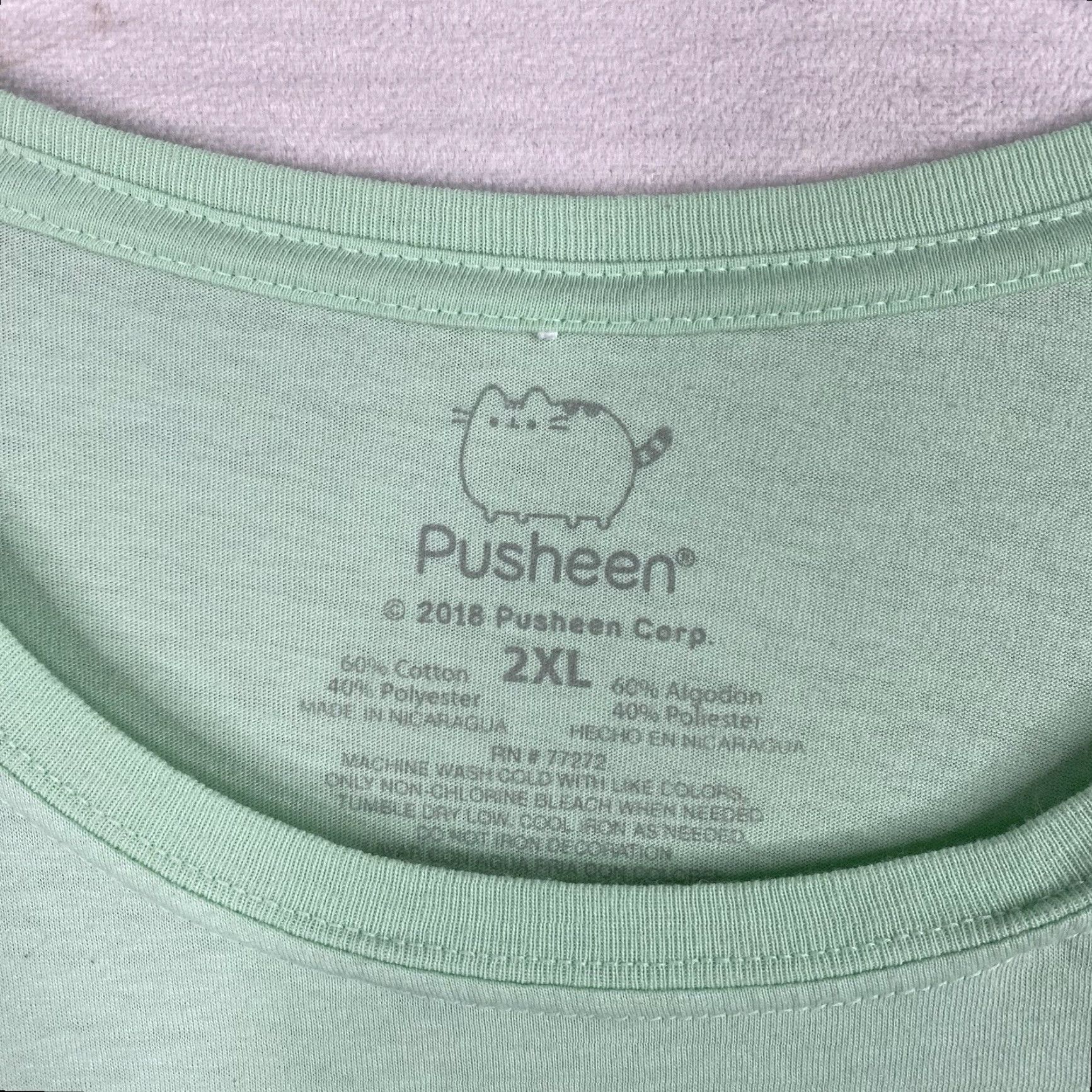 Vintage Pusheen Womens Tee Shirt 2XL Green Graphic Lightweight Short Sleeve Crew Neck T-Shirt Cat Logo Casual Size XXL / US 16-18 / IT 52-54 - 3 Thumbnail