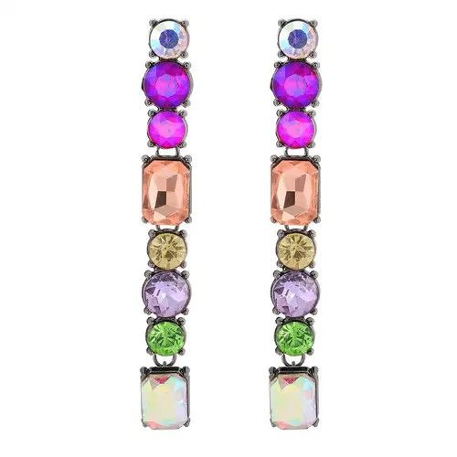 Designer × Jewelry Colorful Geometric Crystal Glass Earrings (1pairs） Size ONE SIZE - 4 Thumbnail