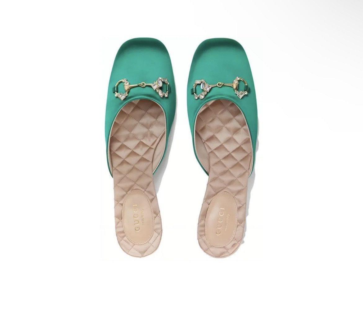 Gucci Gucci Wrap-Toe Horsebit Mules Shamarock/Emerald Size 38.5 Size US 8.5 / IT 38.5 - 3 Thumbnail