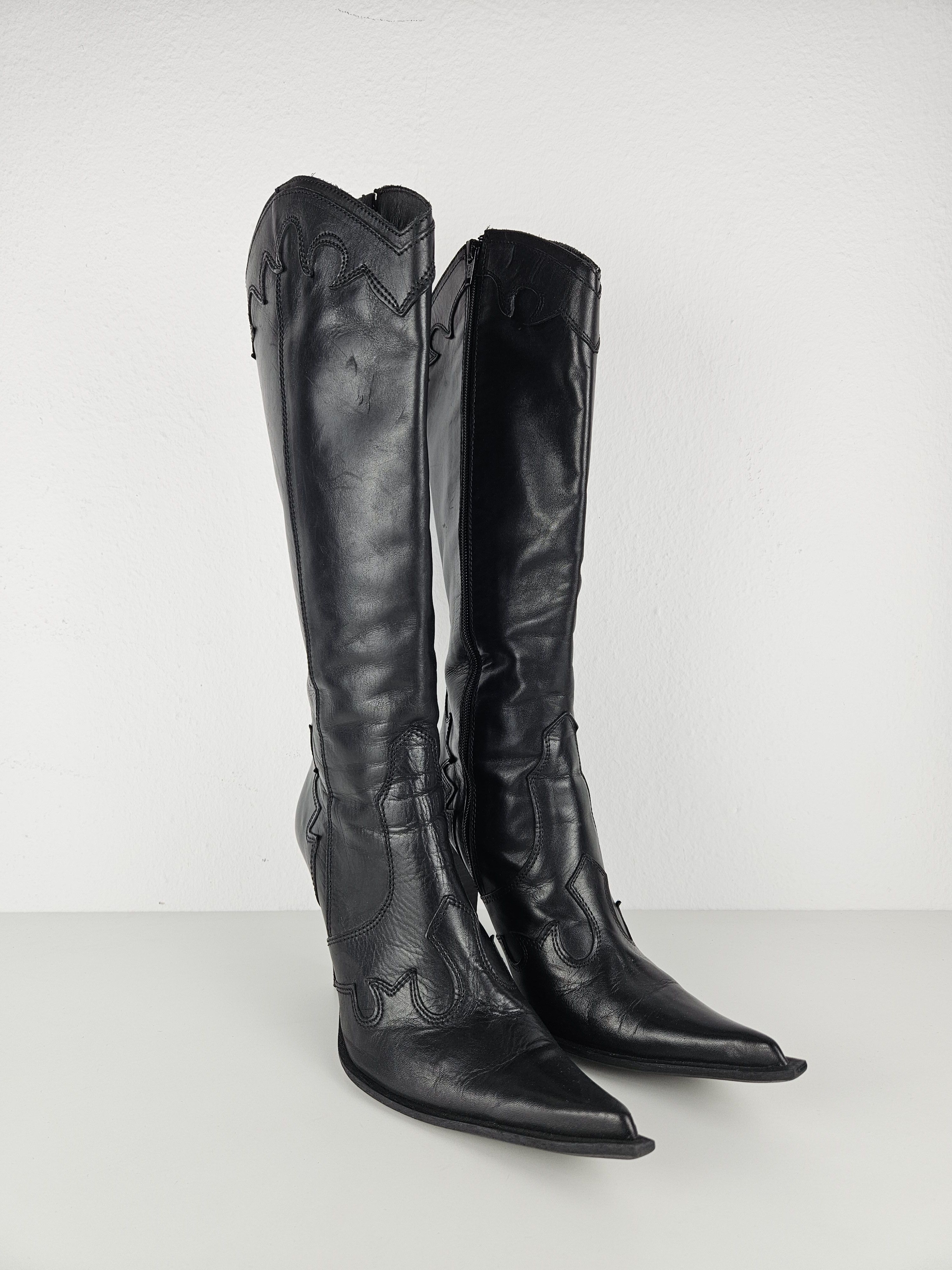 Vintage Vintage leather high heel pointed toe cowboy boots Size US 10 / IT 40 - 4 Thumbnail