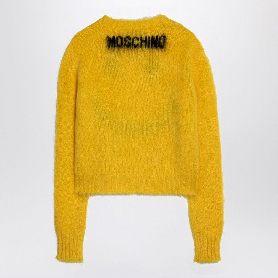 Moschino o1d2blof0924 Smile Mohair Blend Jumper in Yellow Size S / US 4 / IT 40 - 2 Thumbnail