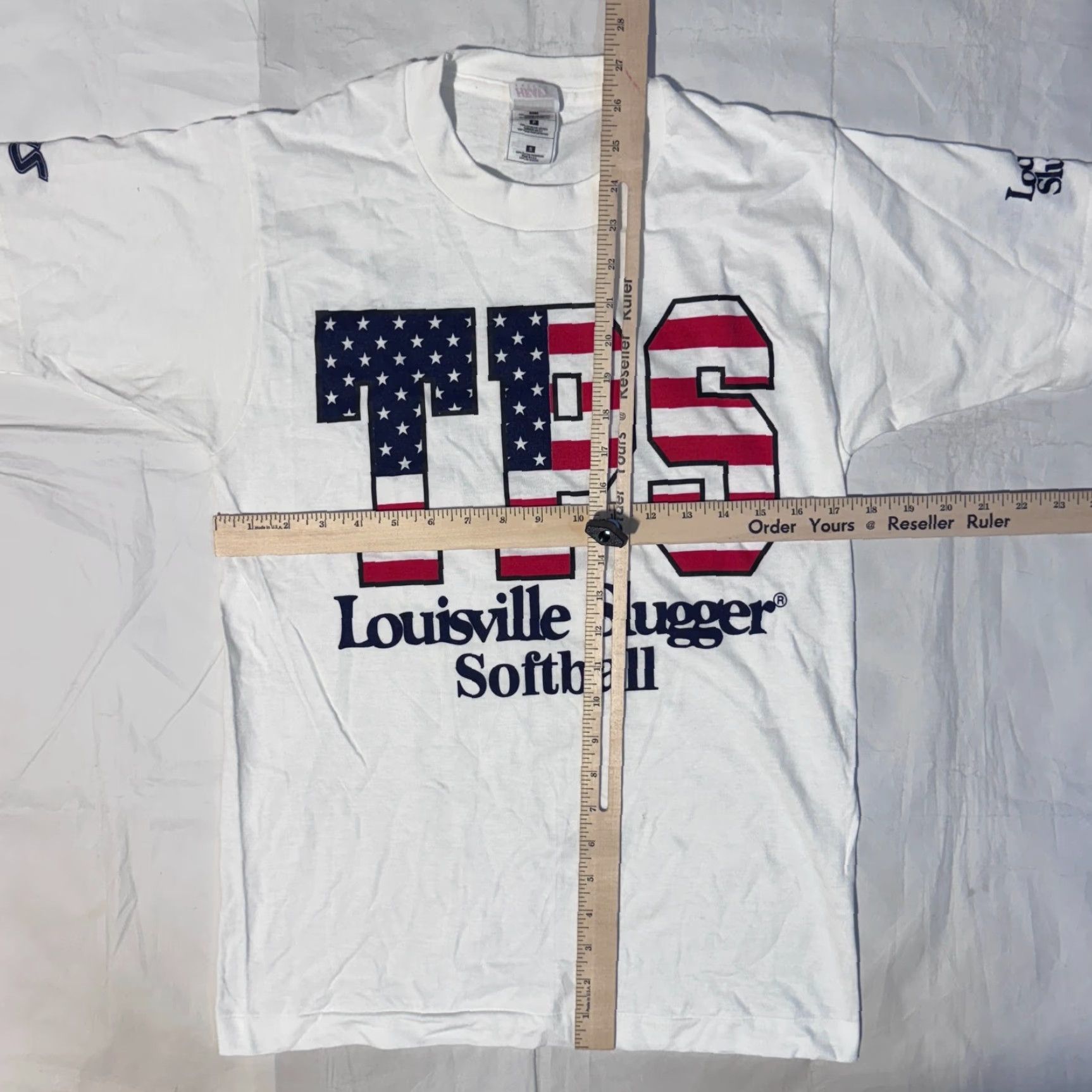 Fruit Of The Loom VINTAGE 90s Louisville Slugger TPS Softball Tshirt White Single Stitch S USA Size US S / EU 44-46 / 1 - 6 Thumbnail