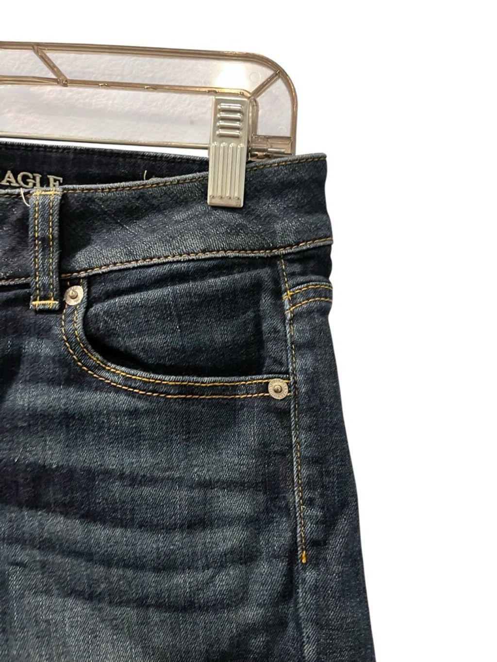 American Eagle Outfitters American Eagle Super Stretch Dark Blue Denim Shorts Size 4 Size 29" - 3 Thumbnail