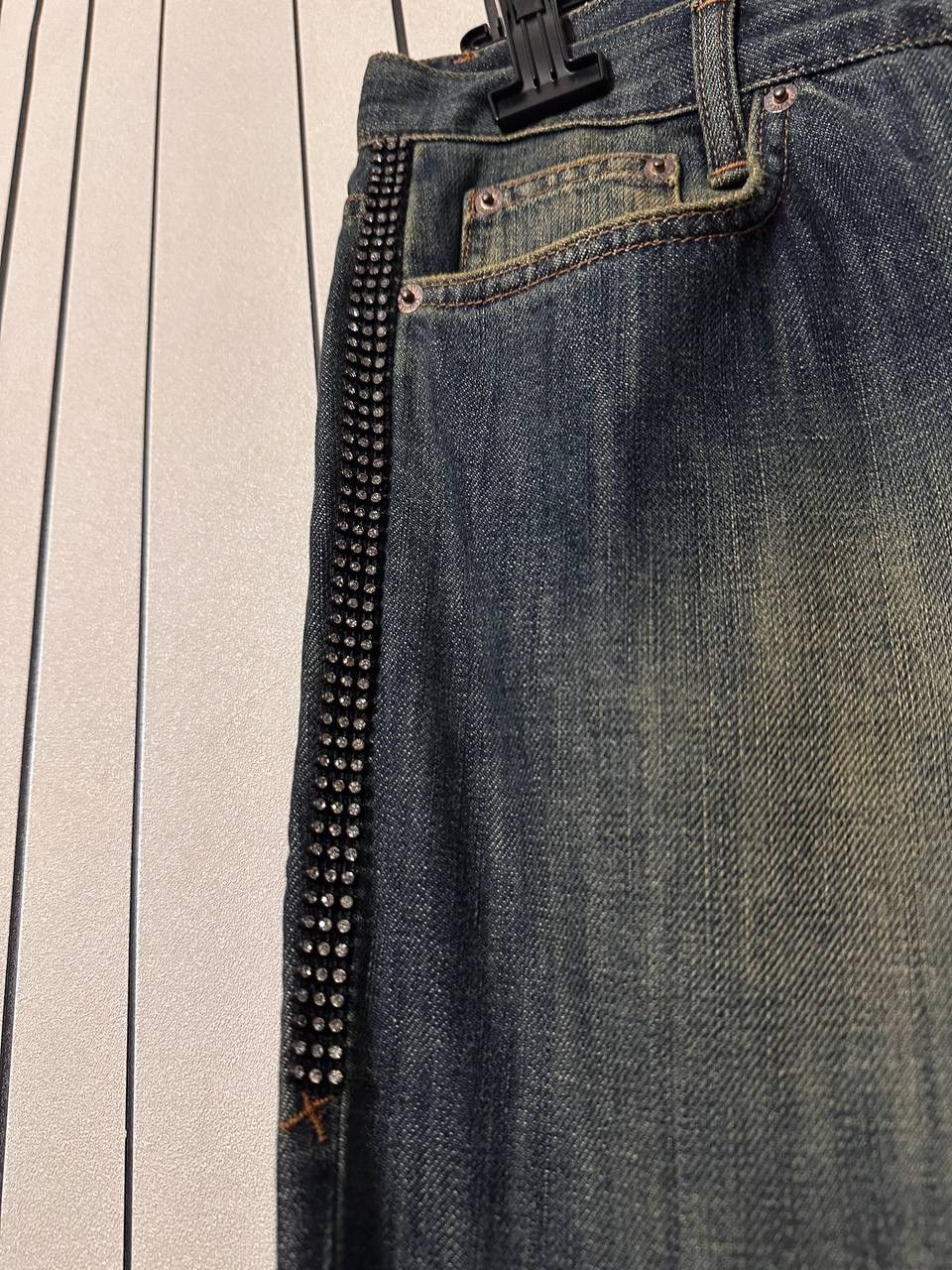 Versace × Vintage 2006 Versace Y2k “Crystals” Faded Denim Pants Size US 31 - 3 Thumbnail
