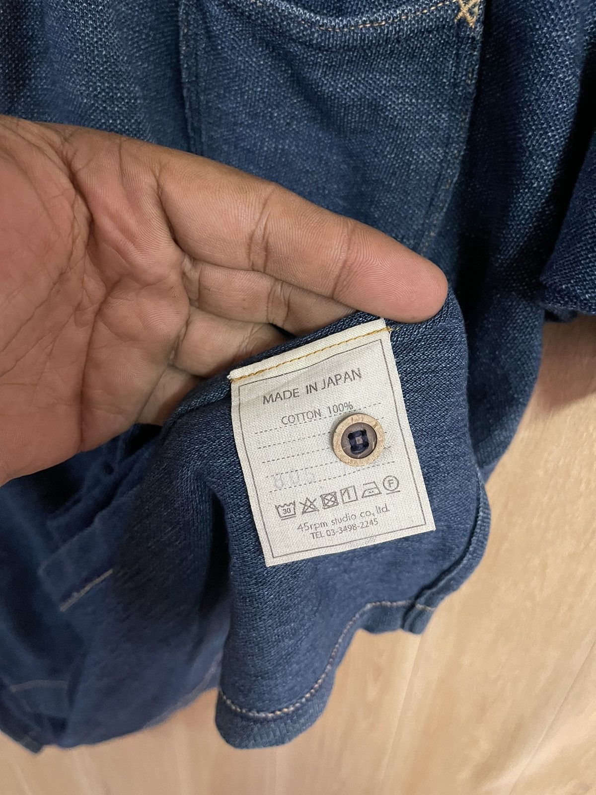 45rpm × Indigo × Japanese Brand 45RPM Deep Indigo Polo Shirt L Made in Japan 🇯🇵 Size US L / EU 52-54 / 3 - 7 Thumbnail