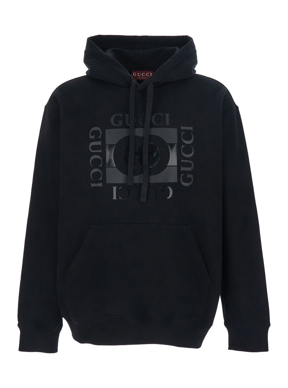 Gucci Black Hooded Sweatshirt with Drawstring and Front Logo in Cotton for Men Size US L / EU 52-54 / 3 - 1 Thumbnail