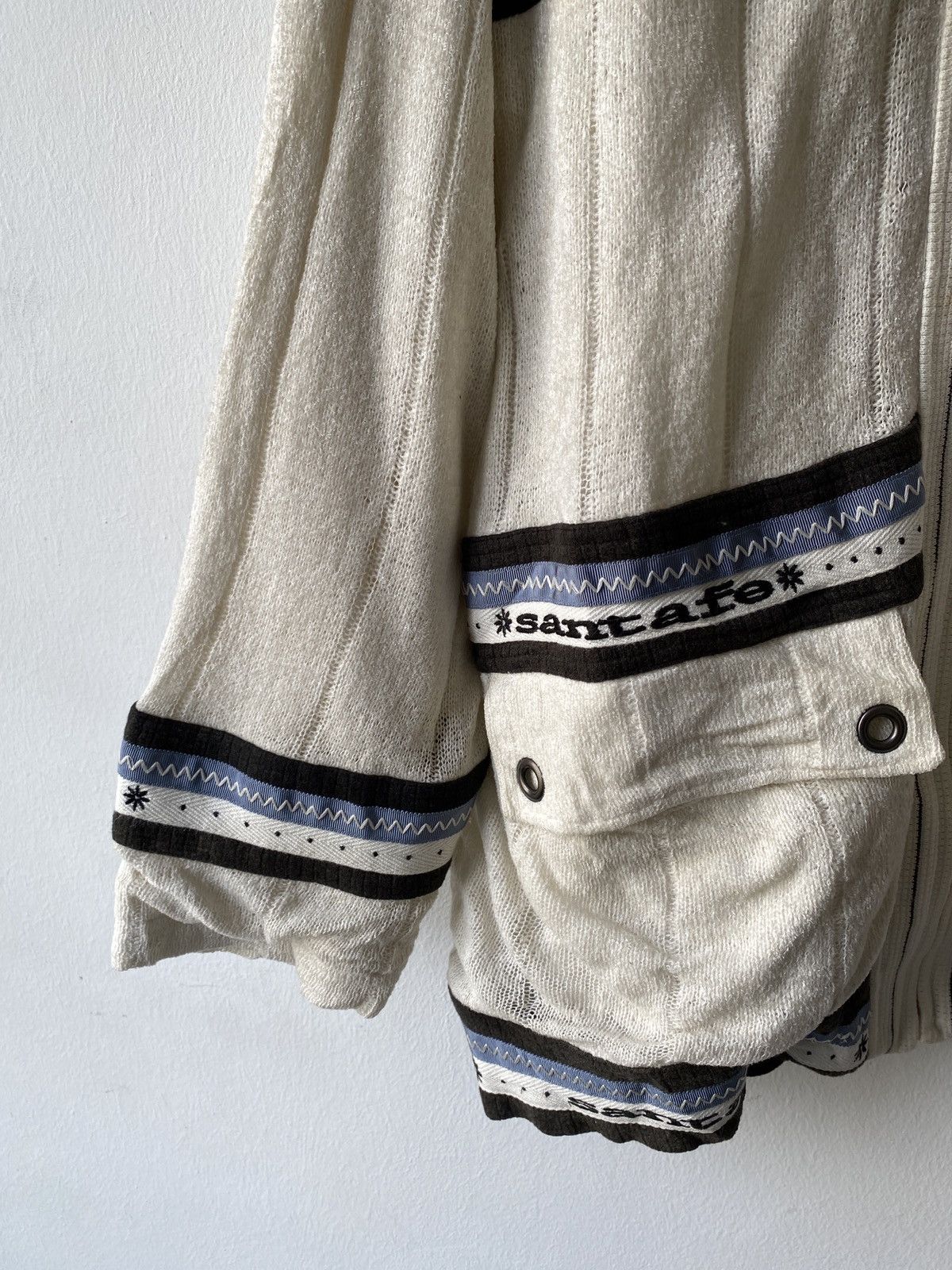 Japanese Brand × Vintage Vintage 90s Santafe Knit Design Zipper Hoodie Size US L / EU 52-54 / 3 - 6 Thumbnail