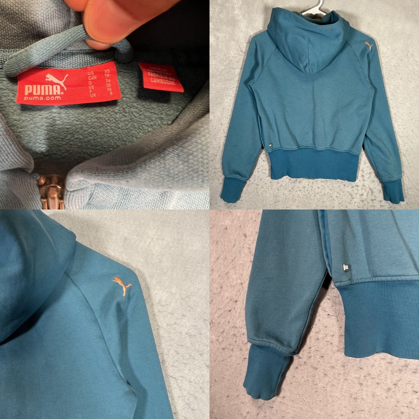 Puma Puma Full Zip Hoodie Sweatshirt Womens XS Teal Blue Spellout A1 Size XS / US 0-2 / IT 36-38 - 8 Thumbnail