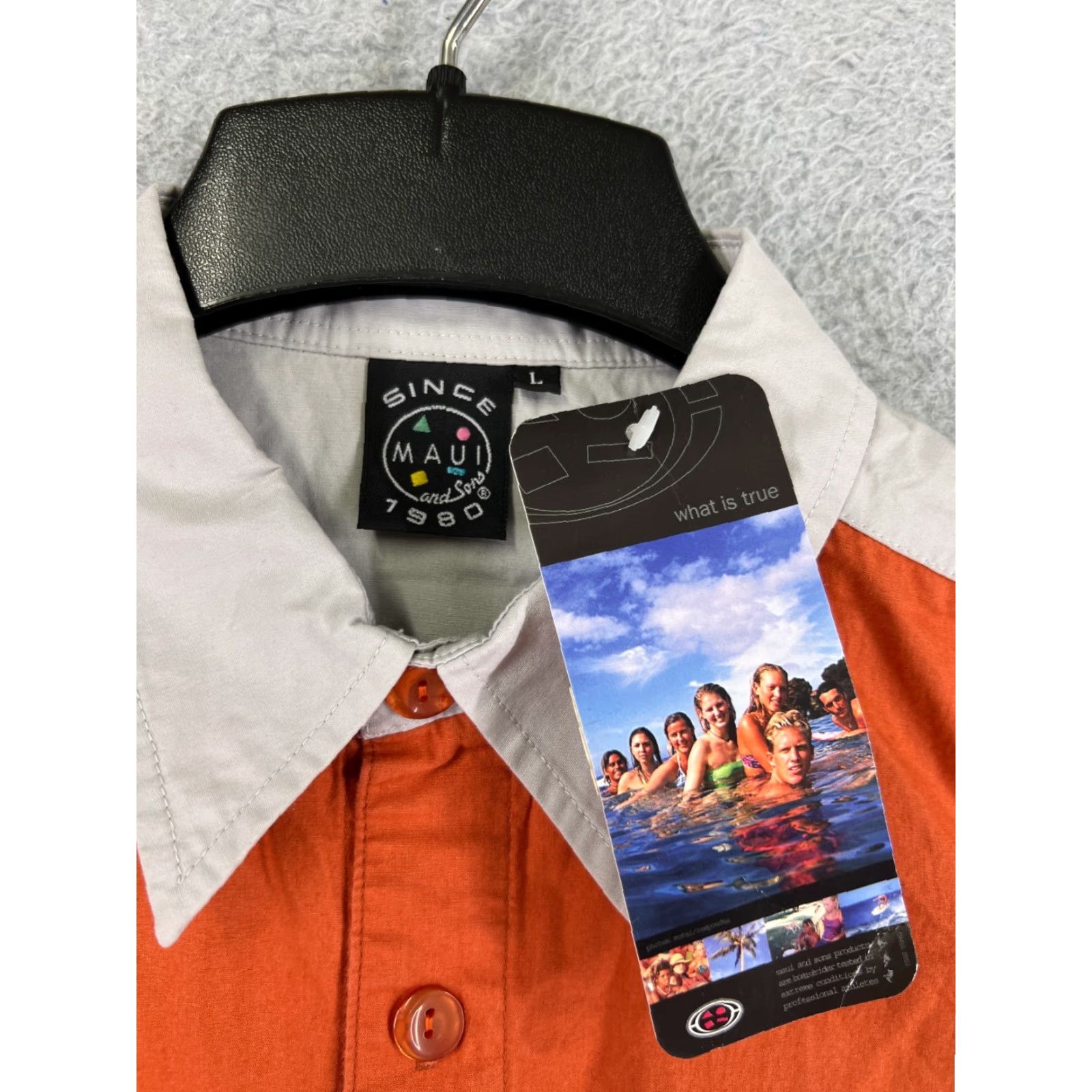 Vintage Maui and Sons Shirt Adult Large Orange Gray Bowling Style Button Up Short Sleeve Mens Casual Shirt Size US L / EU 52-54 / 3 - 7 Thumbnail