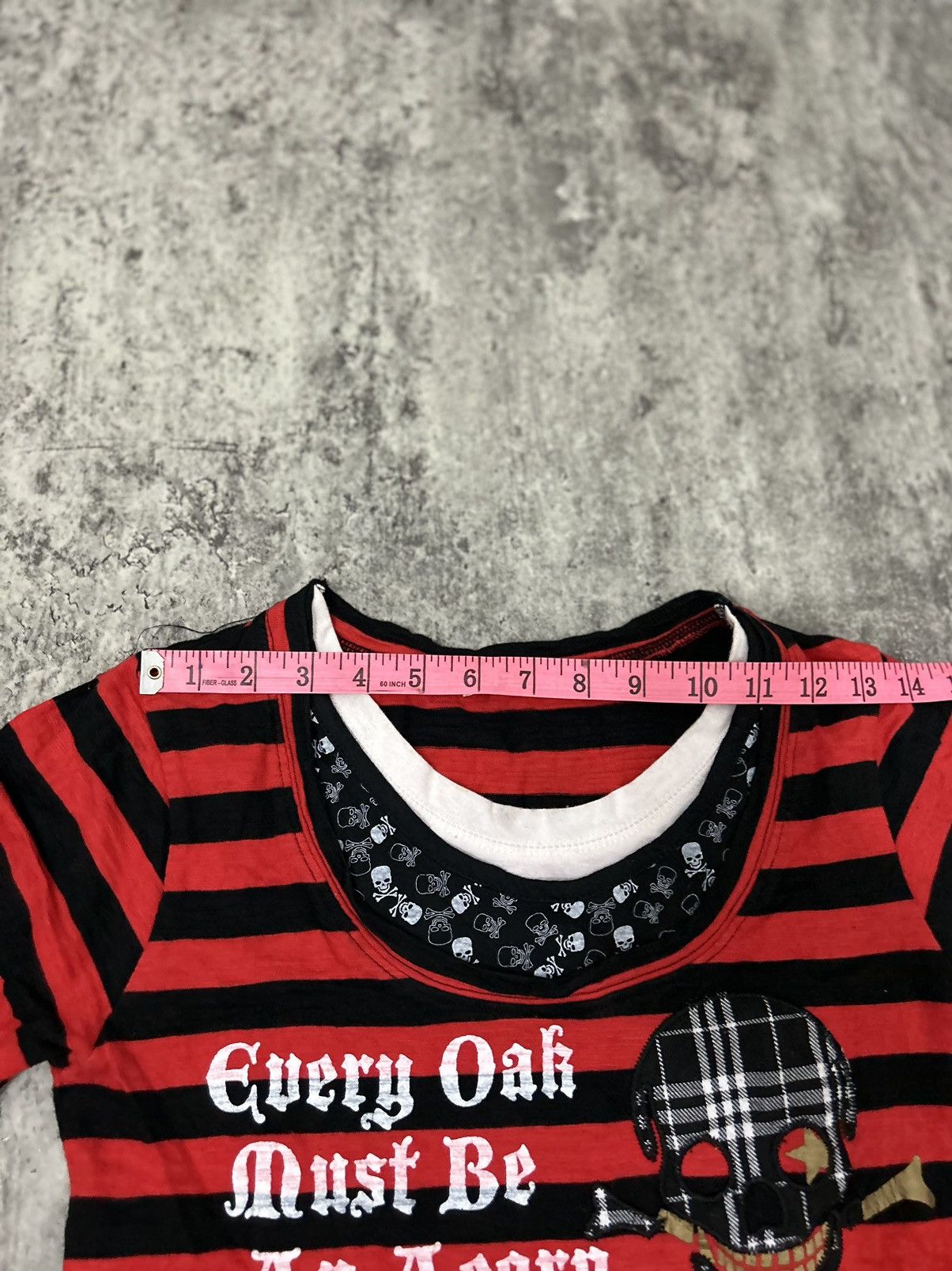 14th Addiction × Hysteric Glamour × If Six Was Nine Sucure Pomme Skull Red Stripe Black Long Shirt Size US XS / EU 42 / 0 - 12 Thumbnail
