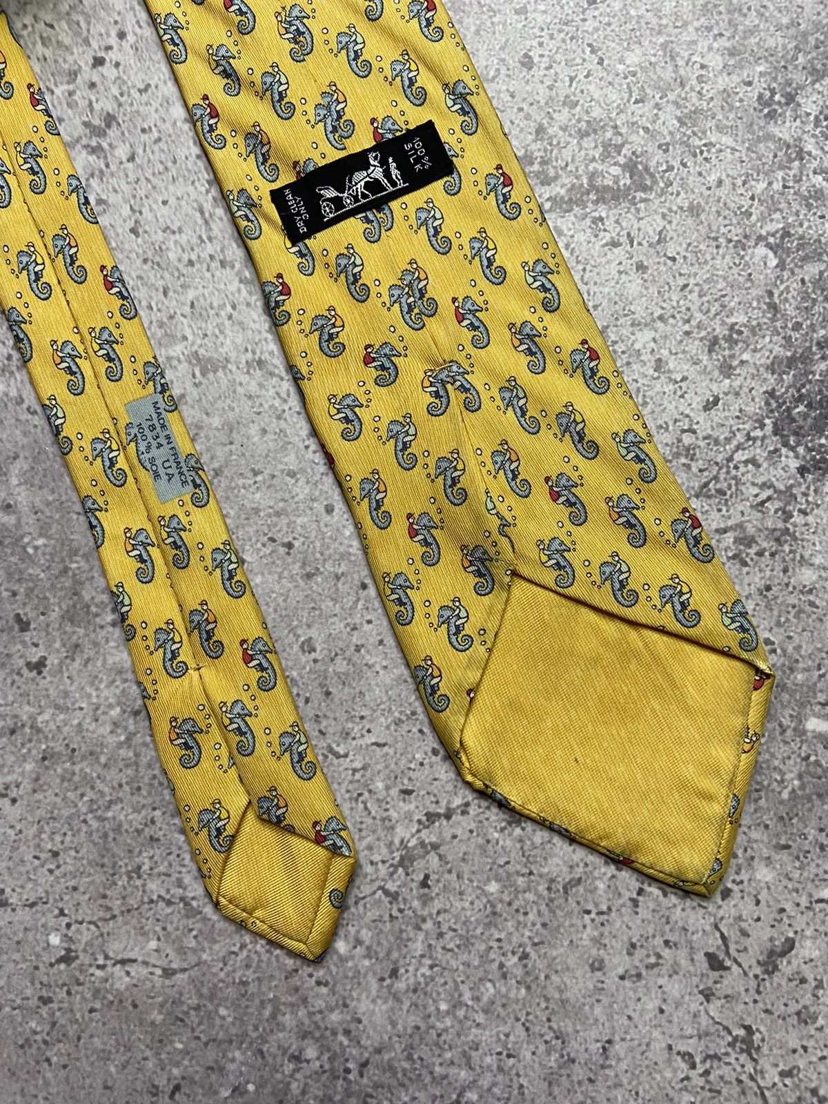 Hermes Hermes 100% silk Tie Seahorse Jockey France Size ONE SIZE - 2 Thumbnail