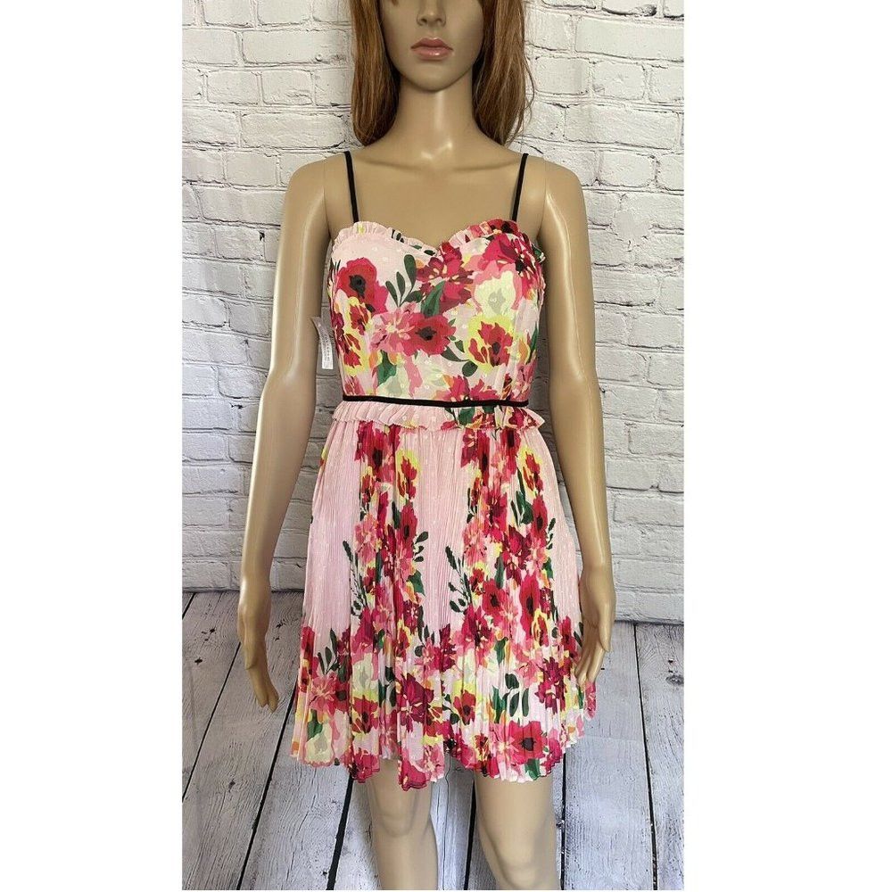 Anthropologie NWT New Anthropologie Foxiedox Floral-Print Pleated Party D Size XS / US 0-2 / IT 36-38 - 4 Thumbnail