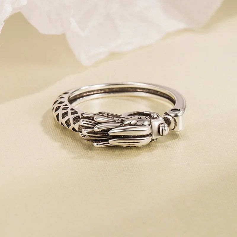 Vintage Vintage Thai Silver 925 Ring Dragon Rings Size ONE SIZE - 4 Thumbnail