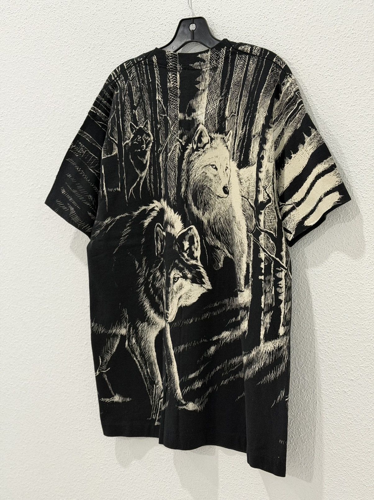 Fruit Of The Loom Vintage 90s Wolves AOP Wolf Pack 1992 Harlequin Lrg USA FOTL Size US L / EU 52-54 / 3 - 5 Thumbnail