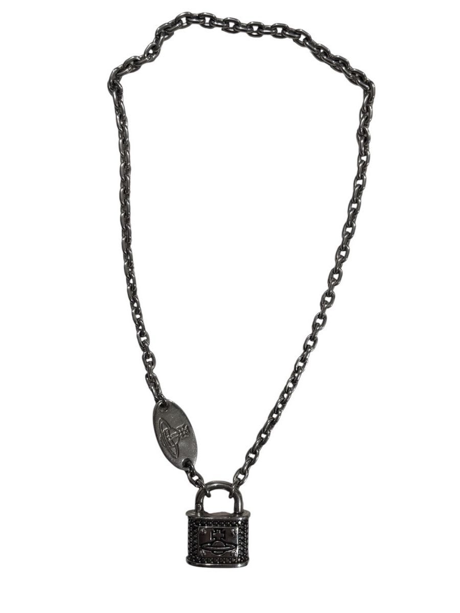 Vivienne Westwood Vivienne Westwood Man. Puck Padlock Necklace Ruthenium Black Size ONE SIZE - 1 Thumbnail