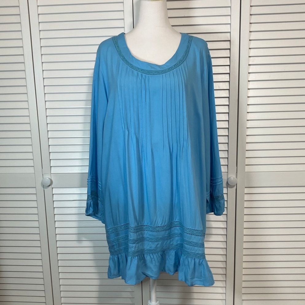 Other Tantrums Vintage Blue Boho Shabby Chic Tunic Blouse Women XL Size XL / US 12-14 / IT 48-50 - 1 Thumbnail