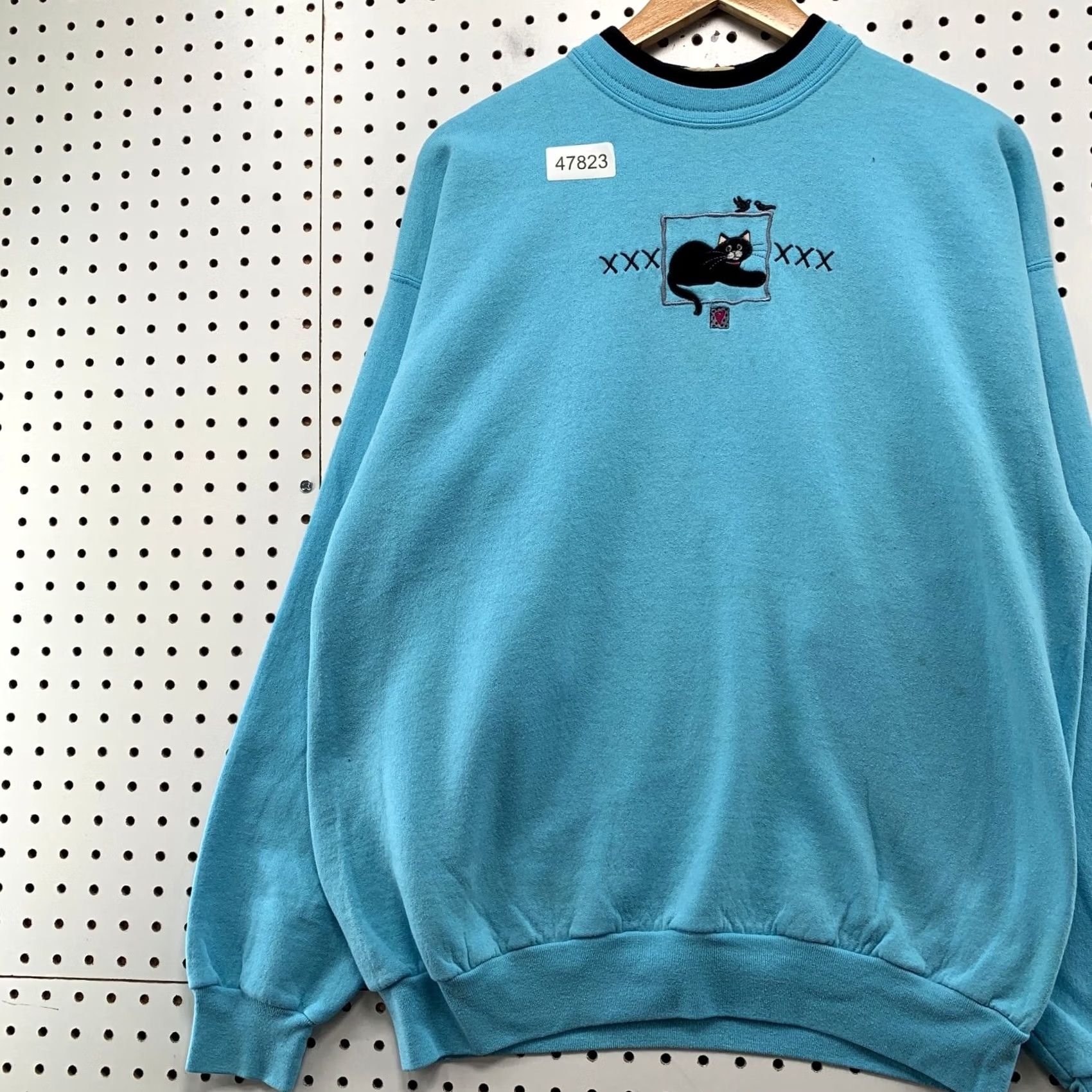 Vintage VINTAGE Top Stitch Cat Sweatshirt Women L Blue Morning Sun Embroidered Kitty 90s Cat Size L / US 10 / IT 46 - 5 Thumbnail