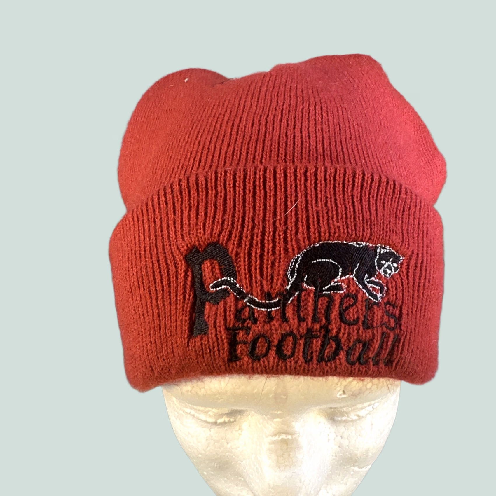 Logo 7 VINTAGE Panthers Football Beanie Red Knit Hat Embroidered Panther Logo Adult Unisex Size US 35 - 1 Thumbnail