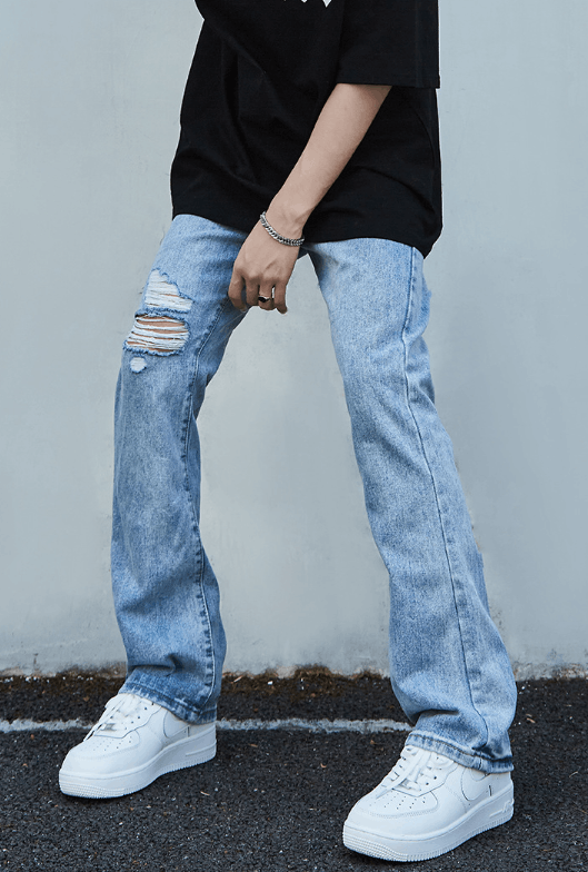 Japanese Brand × Jean Men's street casual fashion washed ripped flared jeans Size US 32 / EU 48 - 2 Thumbnail