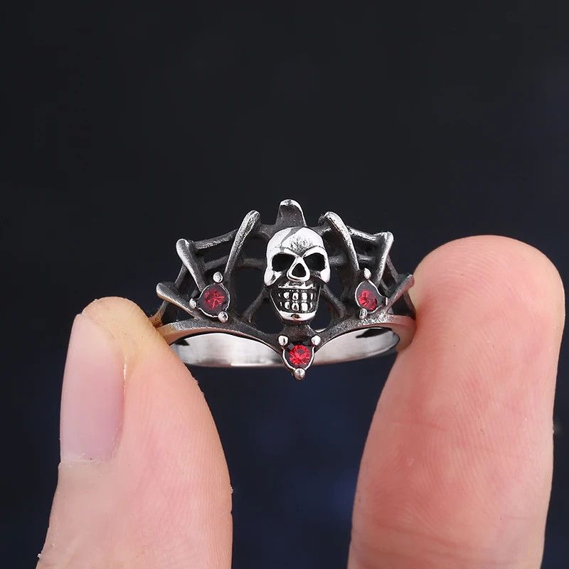 Jewelry × Vintage Skull With Red Stone Ring Size ONE SIZE - 5 Thumbnail