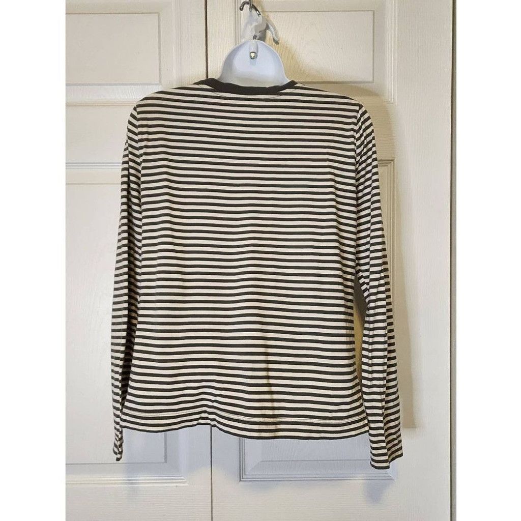 Loft Loft Olive Striped Shirt Size XS / US 0-2 / IT 36-38 - 2 Thumbnail