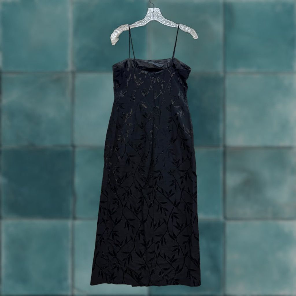 Vintage VINTAGE 90s Y2K Maxi Prom Dress Black Floral Square Neck Spaghetti Large L Women’s Size L / US 10 / IT 46 - 1 Thumbnail