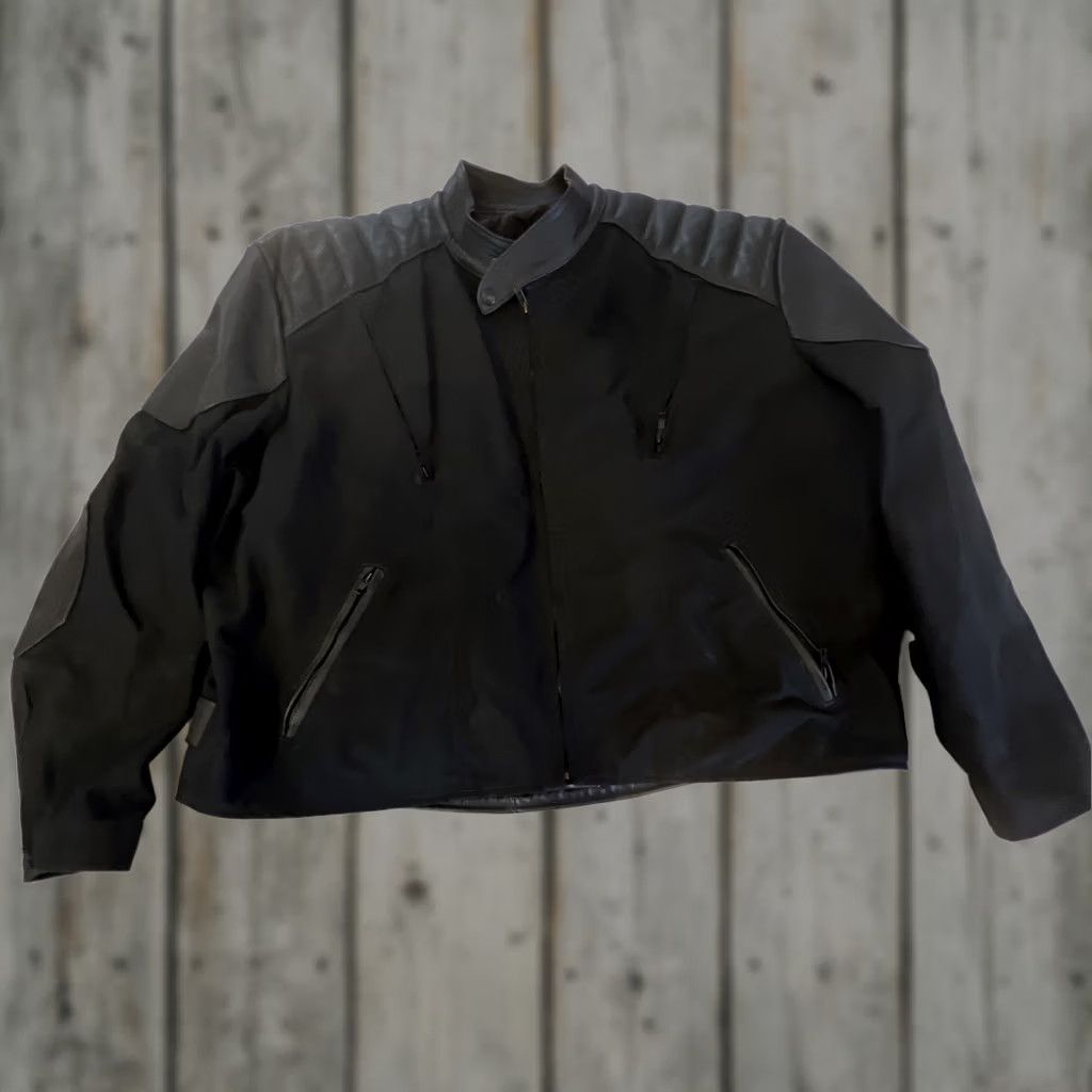 Vintage Fox Creek Leather Canvas Motorcycle Jacket Men 54 Black Zip Lined Made USA Size US L / EU 52-54 / 3 - 1 Thumbnail