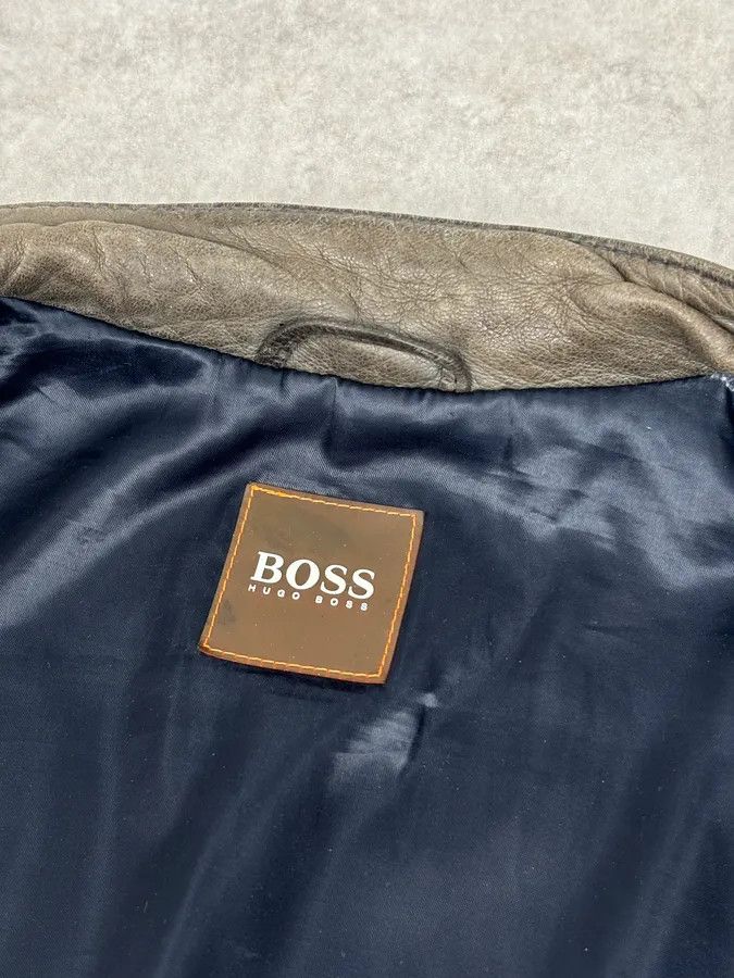 Hugo Boss Hugo Boss Plastron Relief Grey Eroded Leather Biker Jacket Size US M / EU 48-50 / 2 - 10 Thumbnail