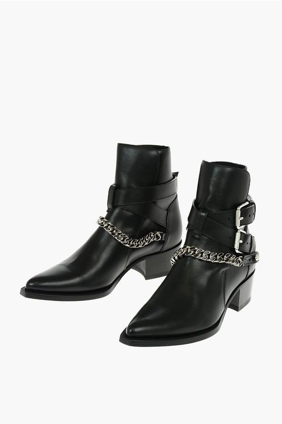 image of Amiri 5Cm Leather Jodhpur Western Boots With Double Buckle And Emb in Black, Men's (Size 8)