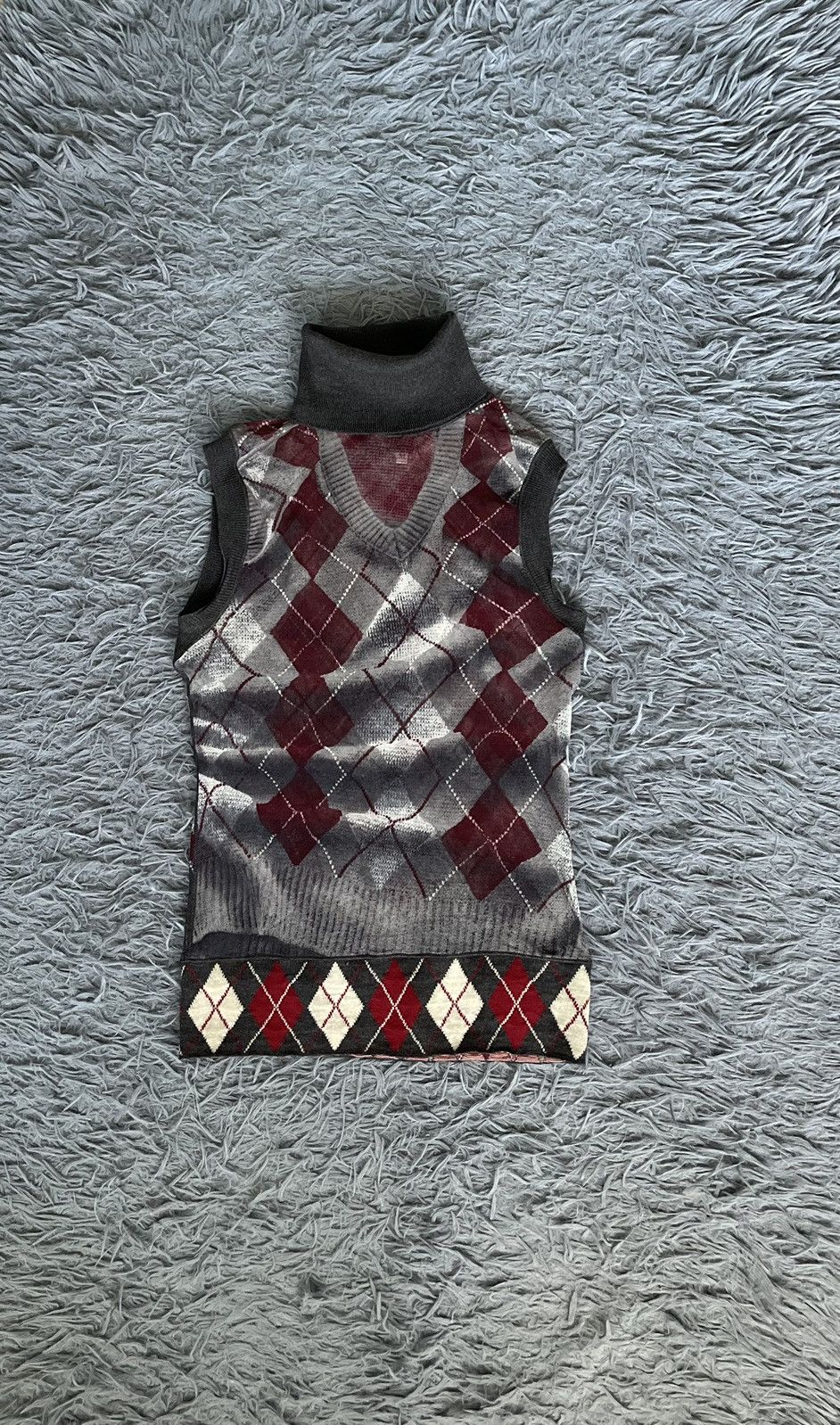 image of Archival Clothing x Jean Paul Gaultier Jpg 2004 Archive Argyle Mesh Blouse Vest, Women's (Size Medi